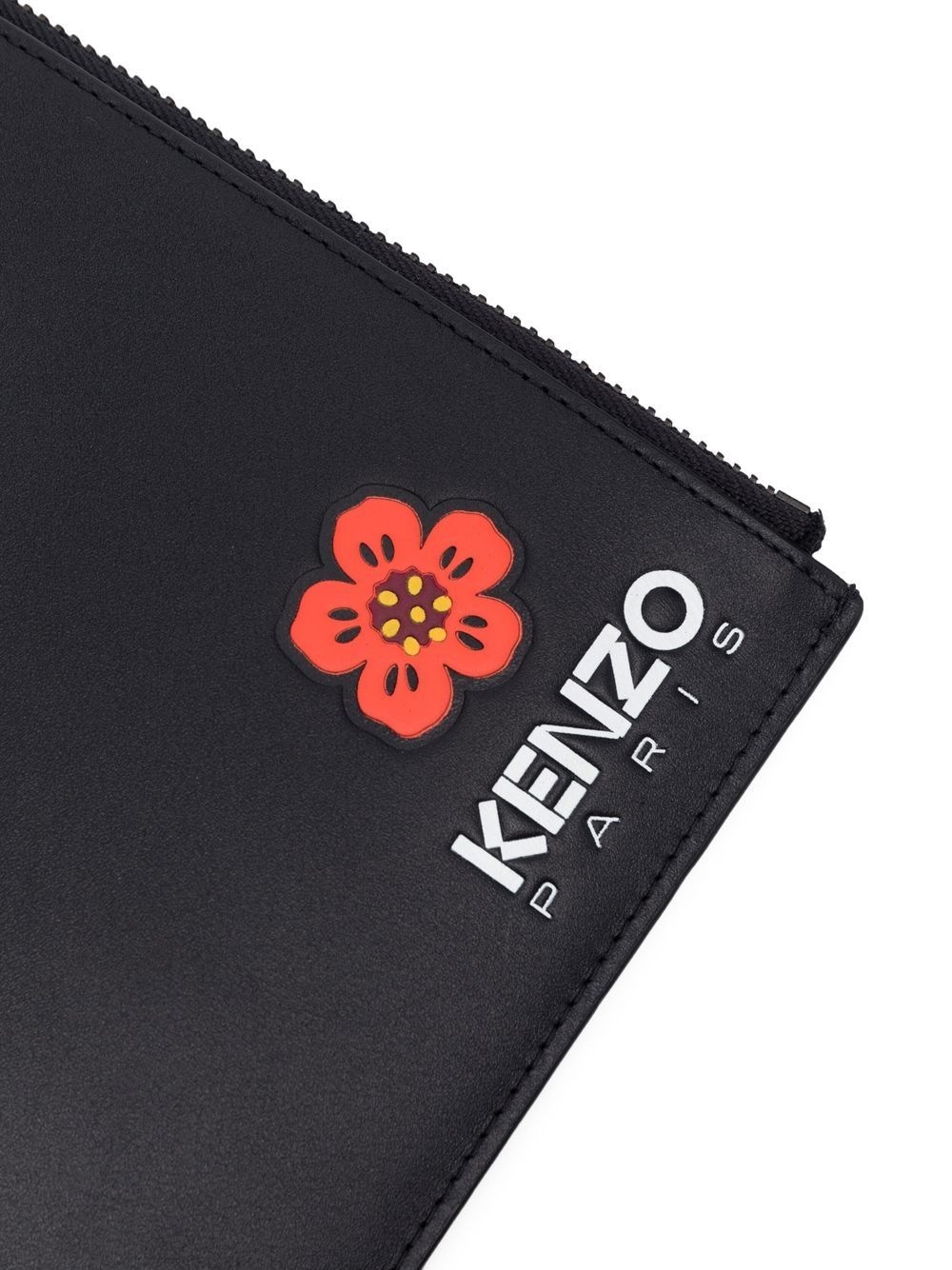 logo-print leather clutch bag - 4