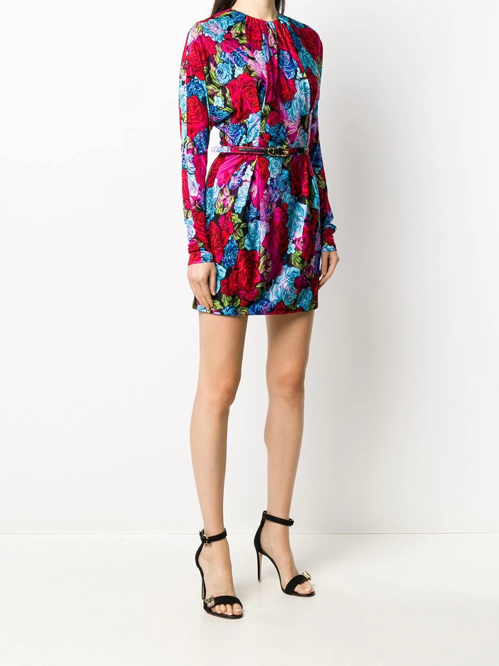 rose-print safety pin dress - 3