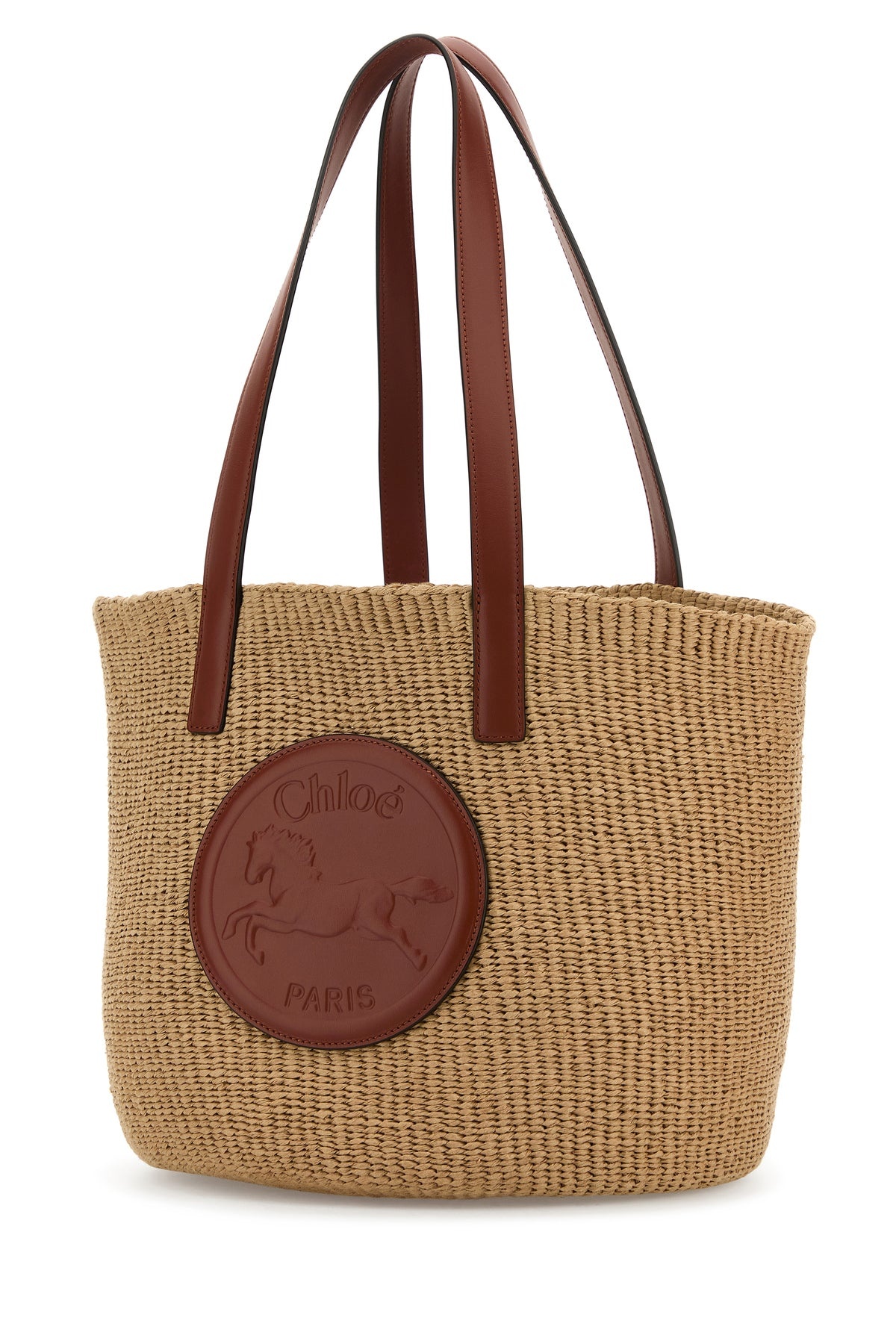 Raffia large Horse Medal bucket bag - 2