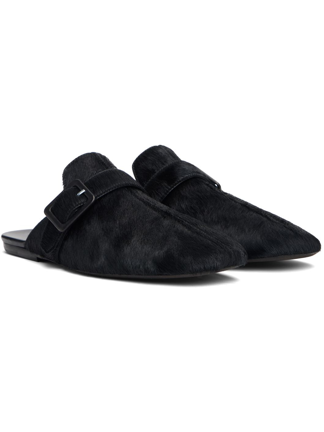 Black Hair-On Leather Loafers - 4