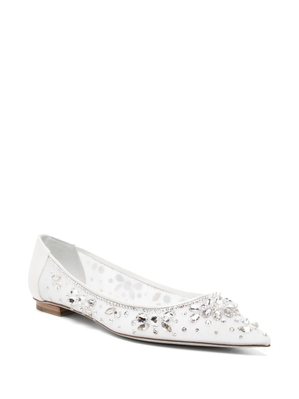 crystal-embellished lace ballerina shoes - 2