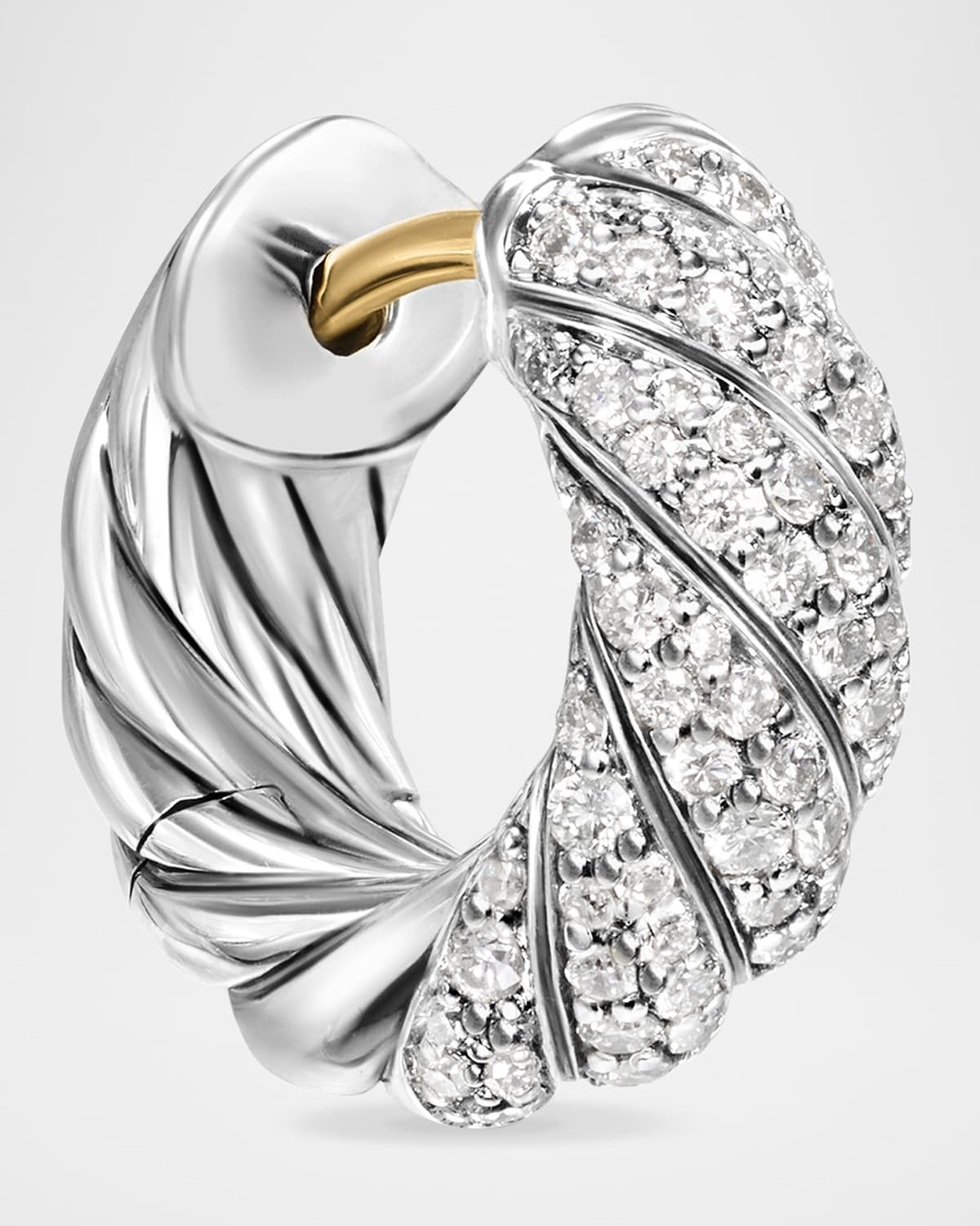 Sculpted Cable Huggie Hoop Earrings in Silver, 14.4mm - 5
