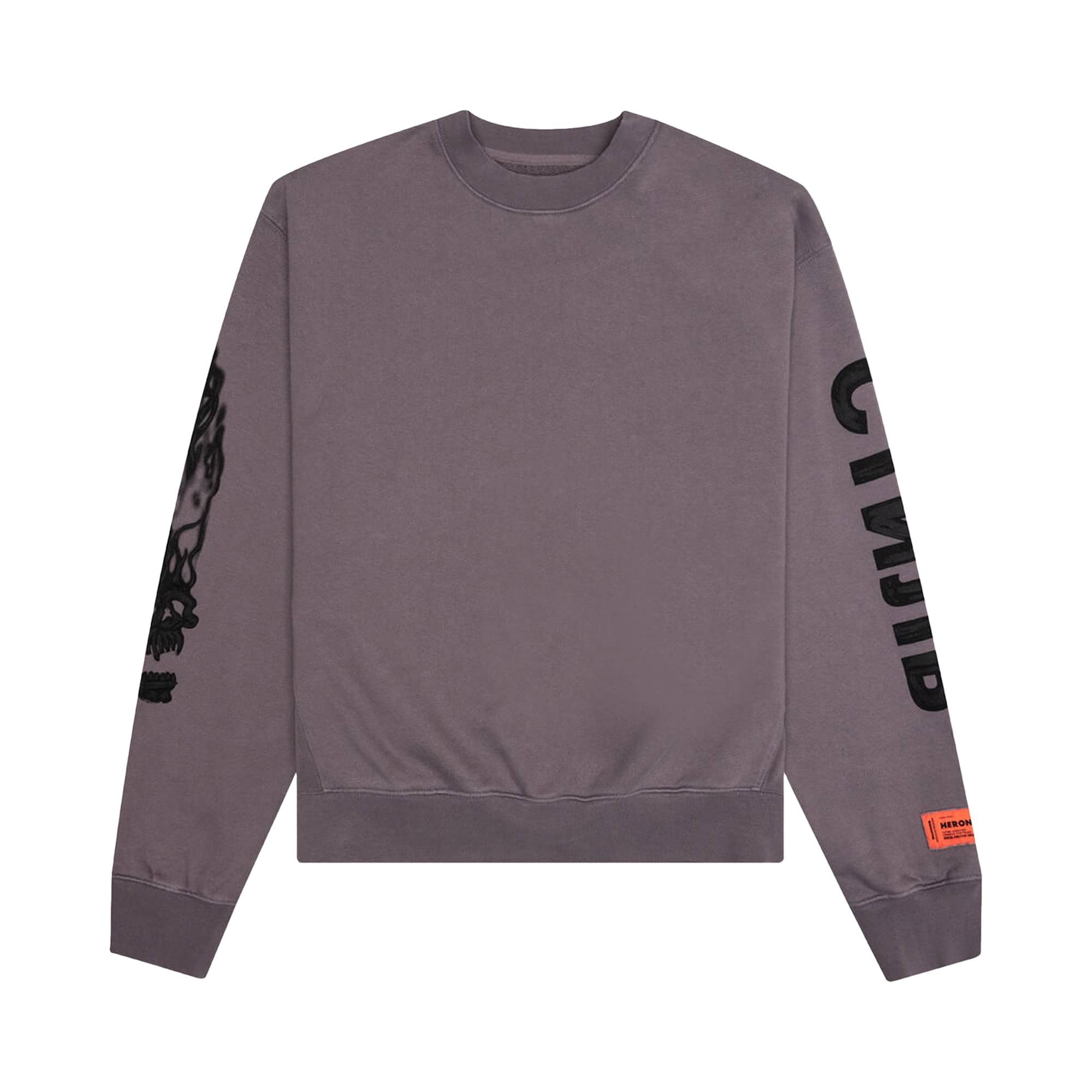 Heron Preston Flaming Skull Crewneck 'Grey/Black' - 1
