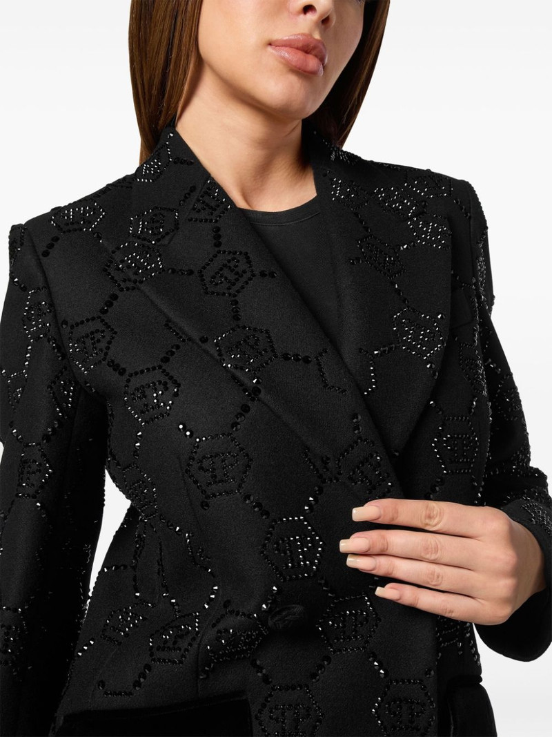 monogram crystal double-breasted coat 5