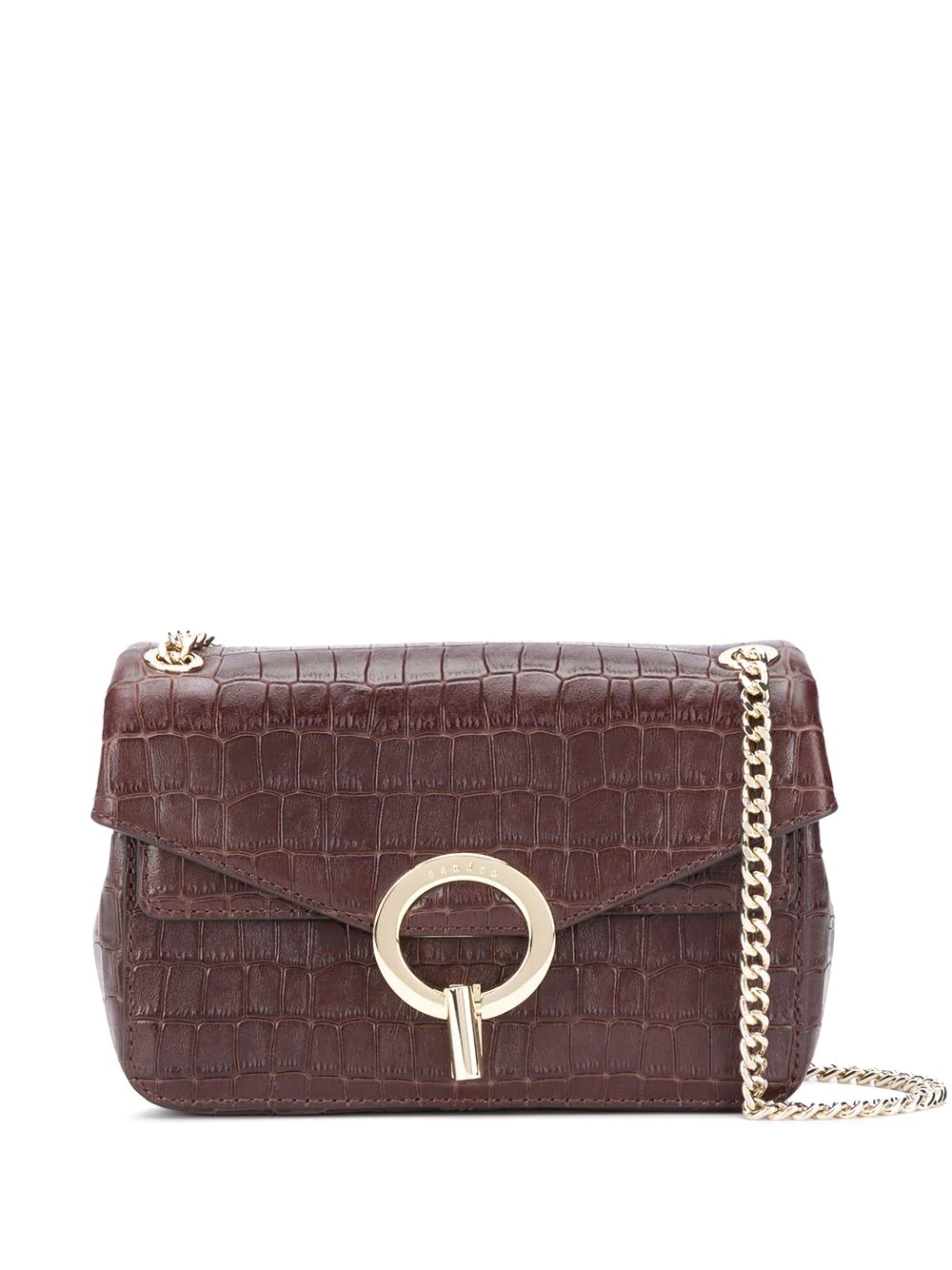 croc-embossed leather shoulder bag - 1