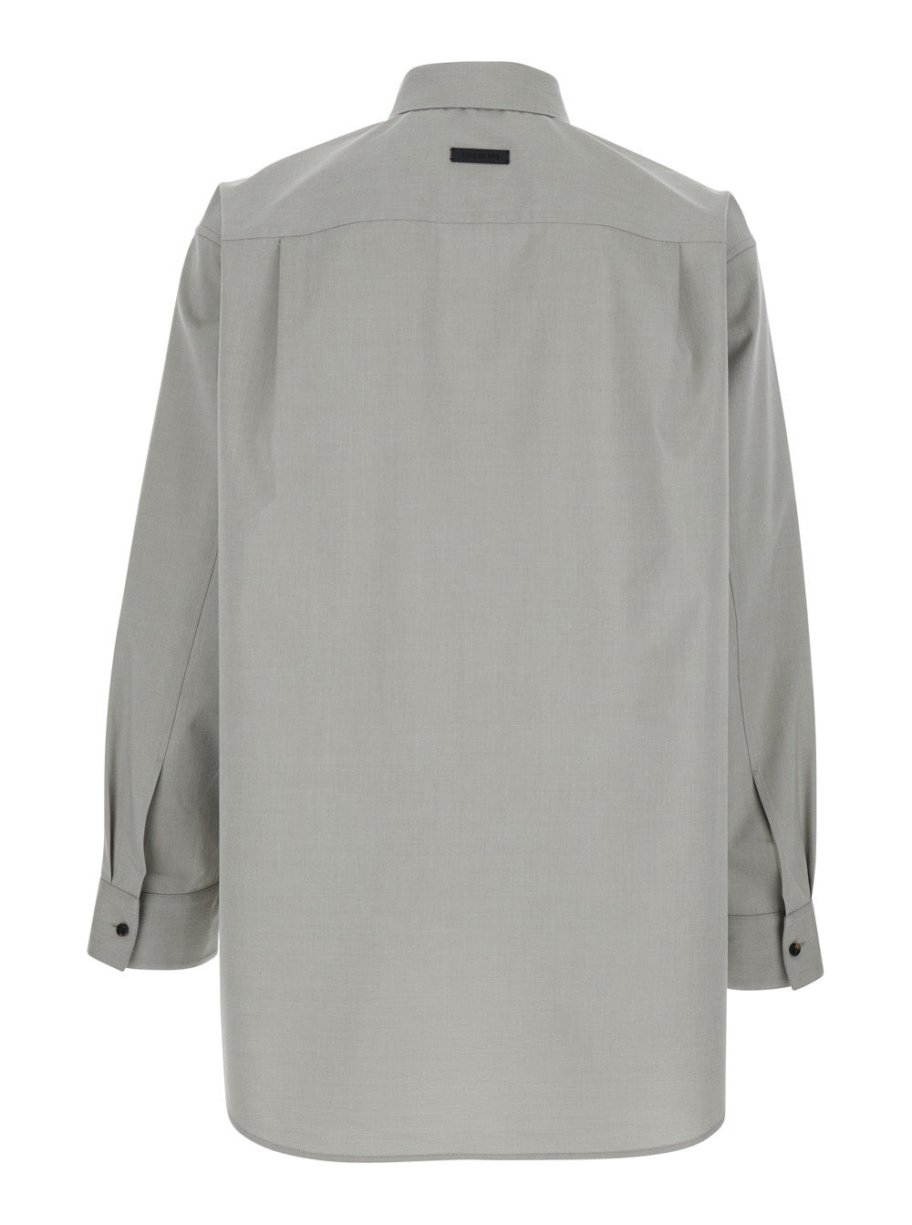 Fear Of God Men Grey Shirt With Classic Collar And Logo Patch On The Rear In Cotton And Wool Blend M - 2