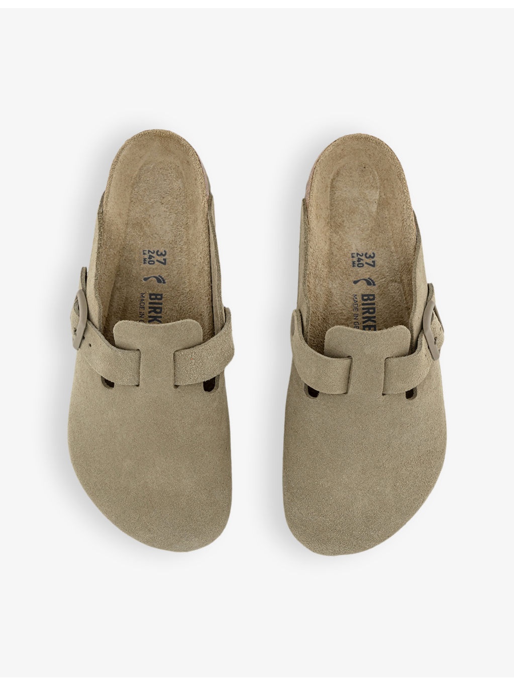 Boston logo-embossed suede clogs - 2