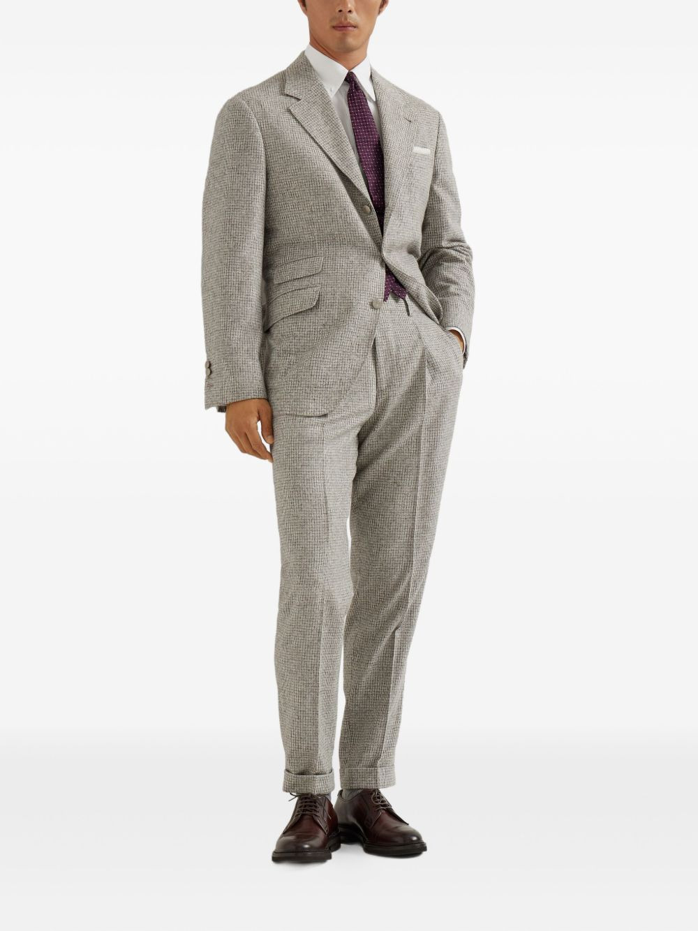 pleated-front check-pattern trousers - 2