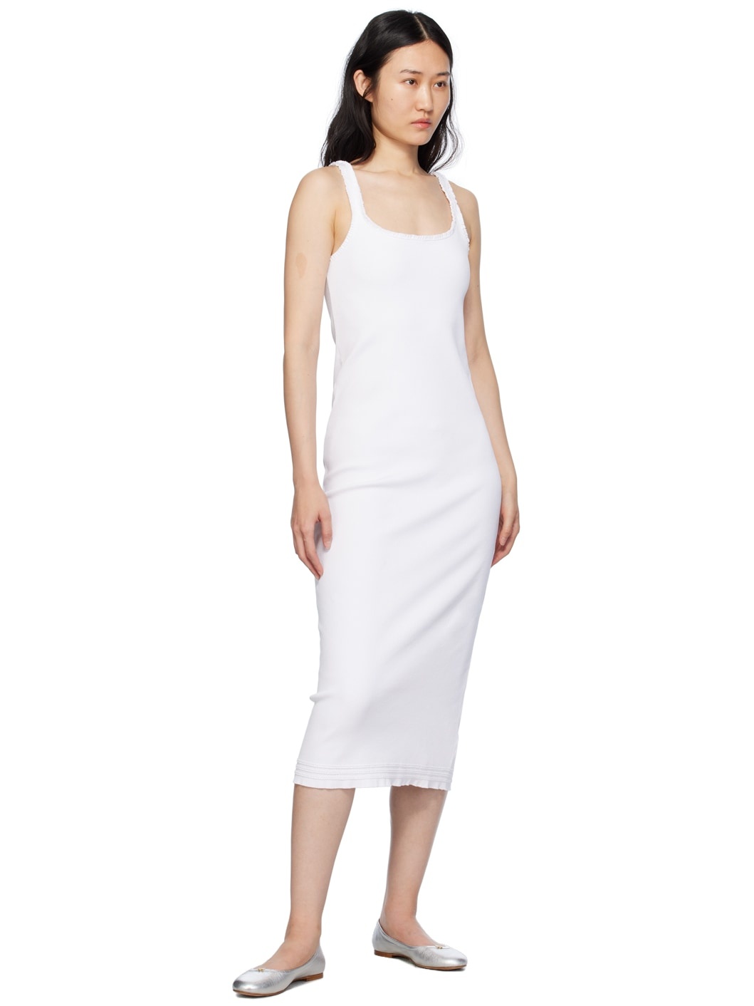 White Ruffle Midi Dress - 4
