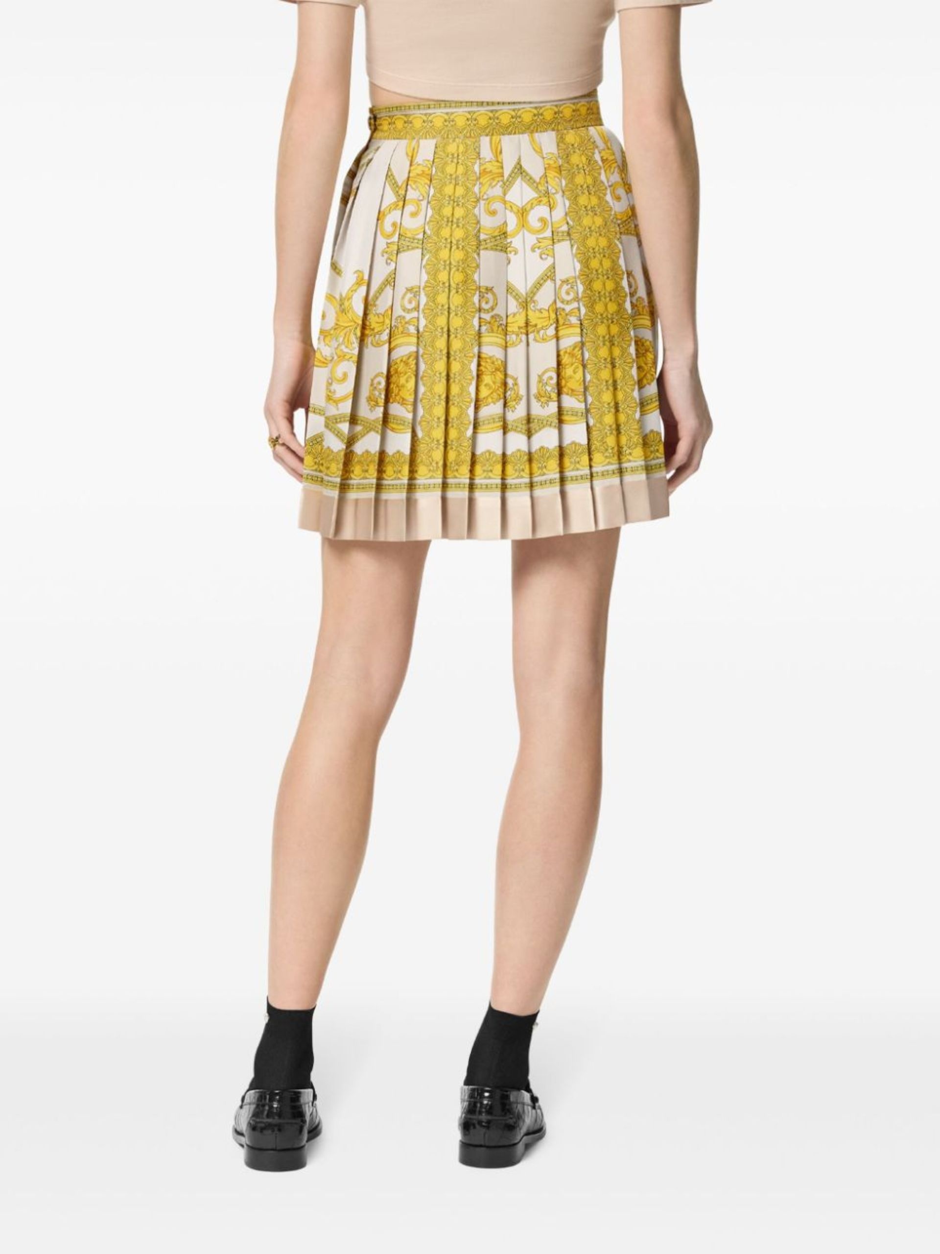 Gold-Tone La Coupe des Dieux Silk Pleated Skirt - 4