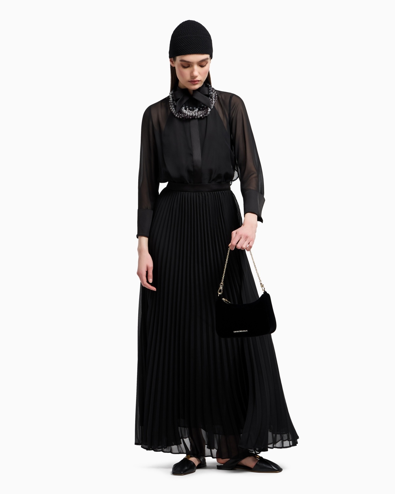 TECHNICAL GEORGETTE TWO-PIECE EFFECT LONG DRESS - 2