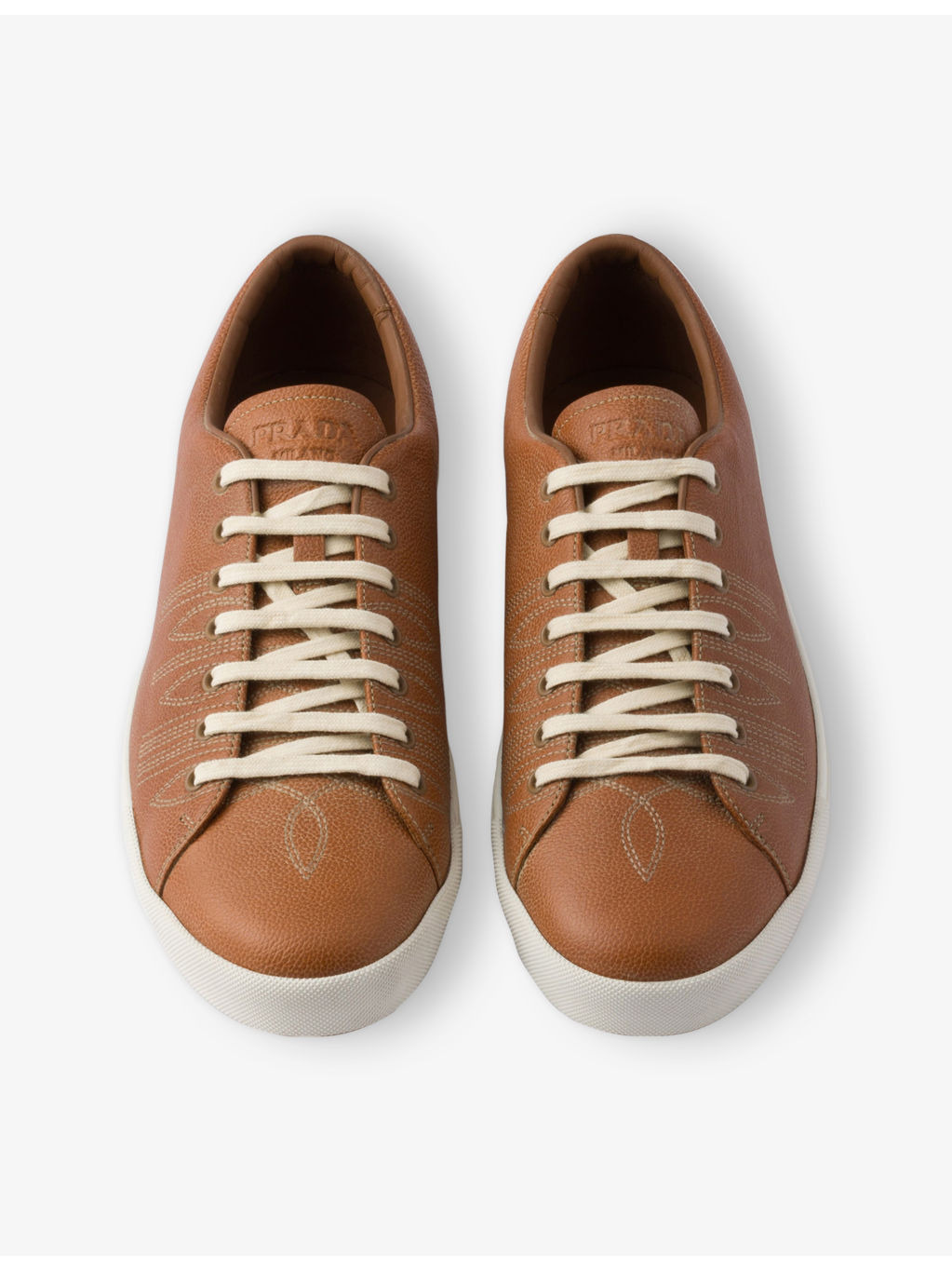 Aged-Effect Leather Trainers - 2