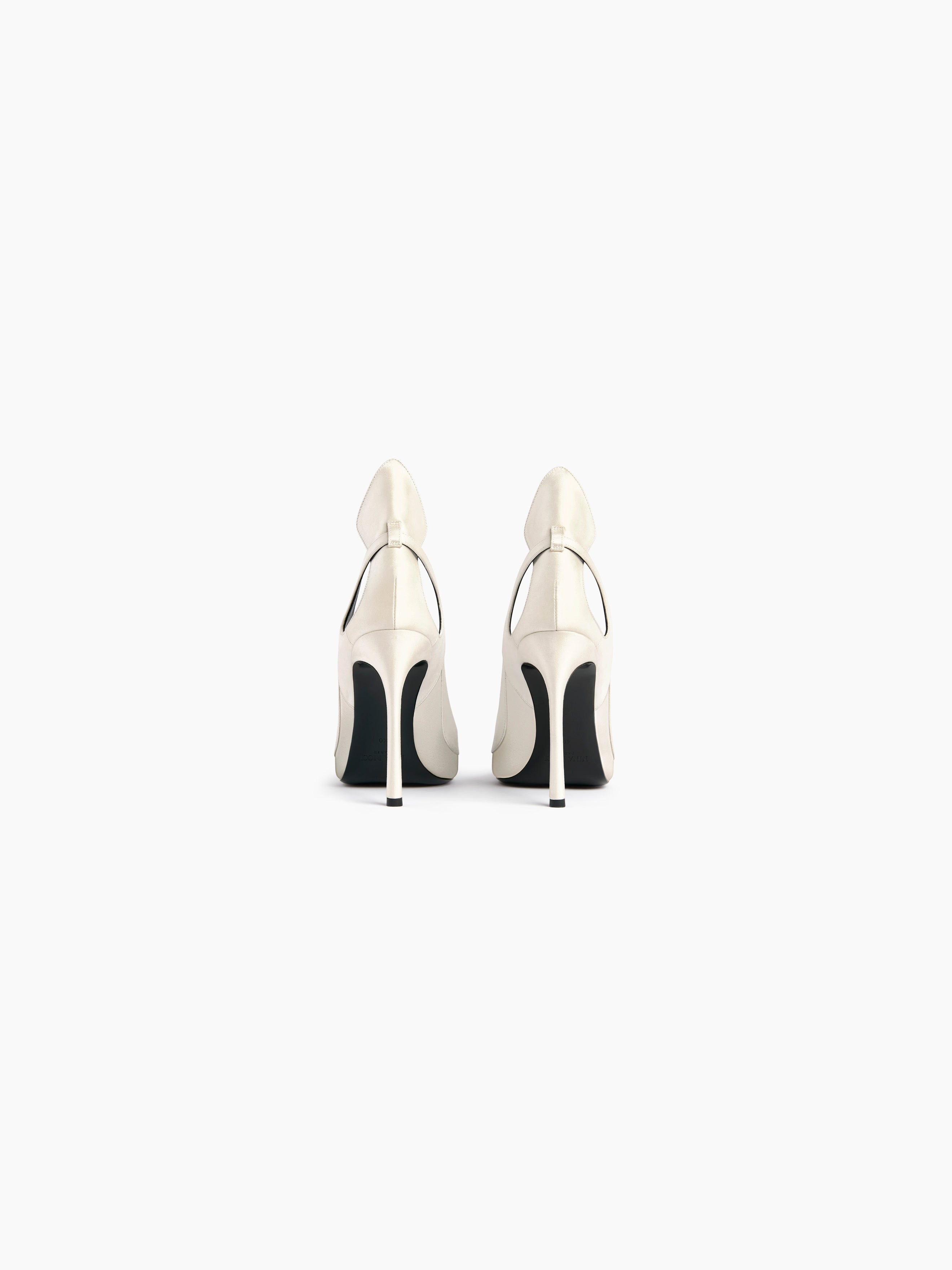 White Satin Pumps - 4