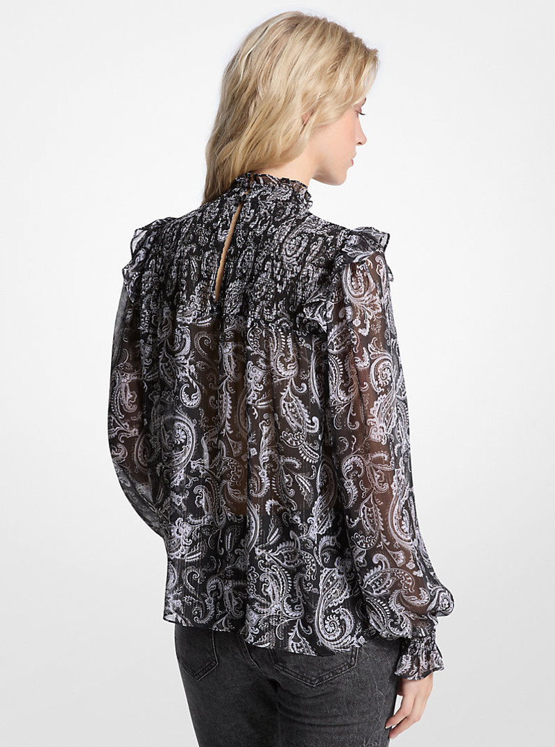 MICHAEL KORS Metallic Paisley Print Georgette Blouse outlook