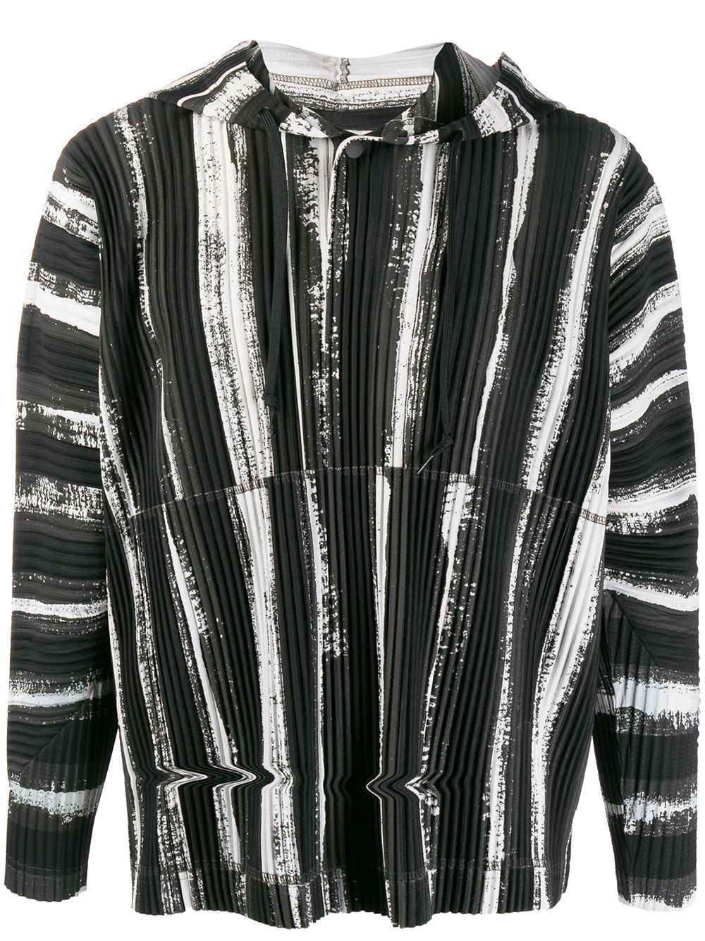 pleated stripe hoodie - 1