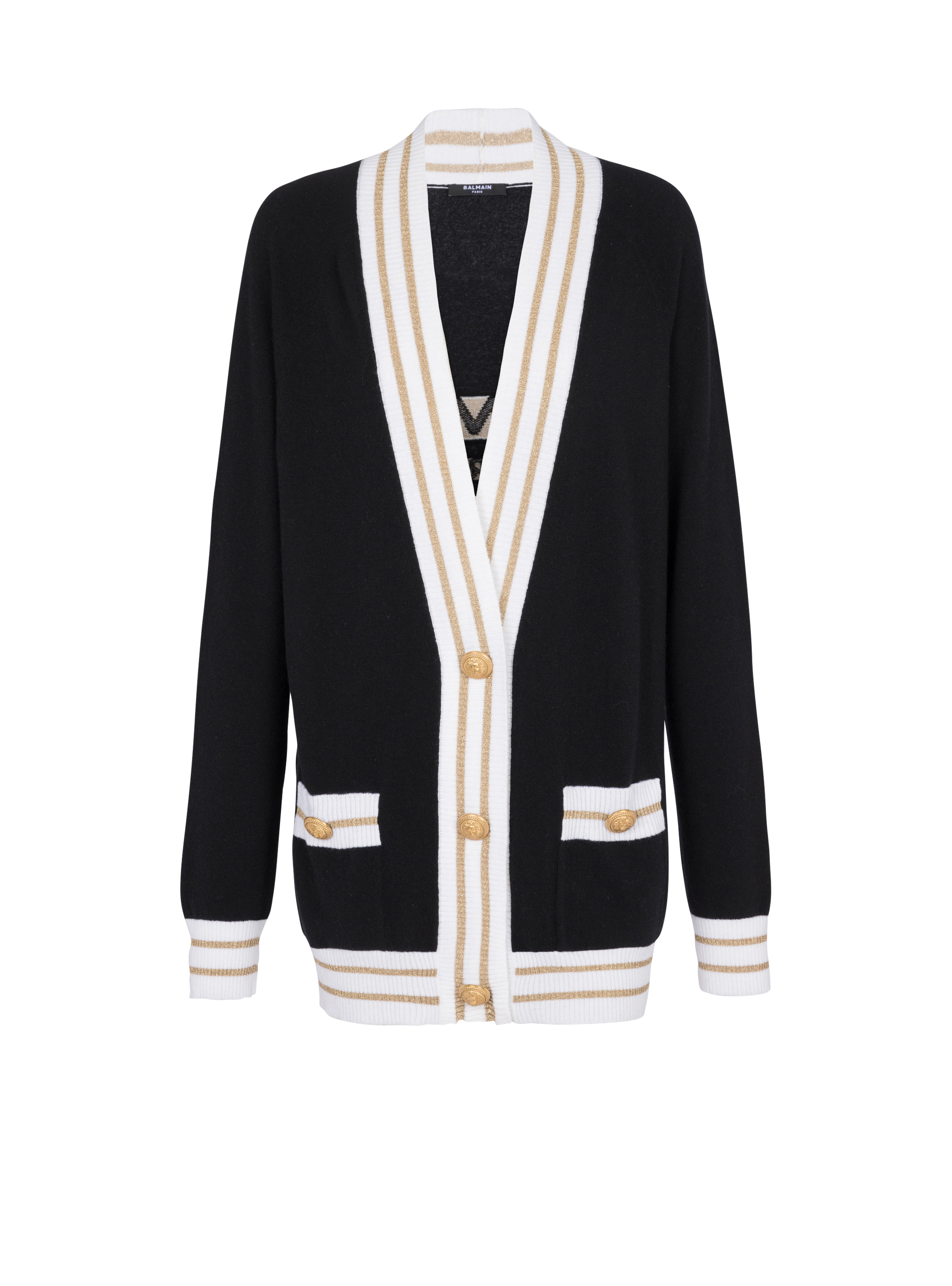 Cashmere cardigan with Balmain logo - 1