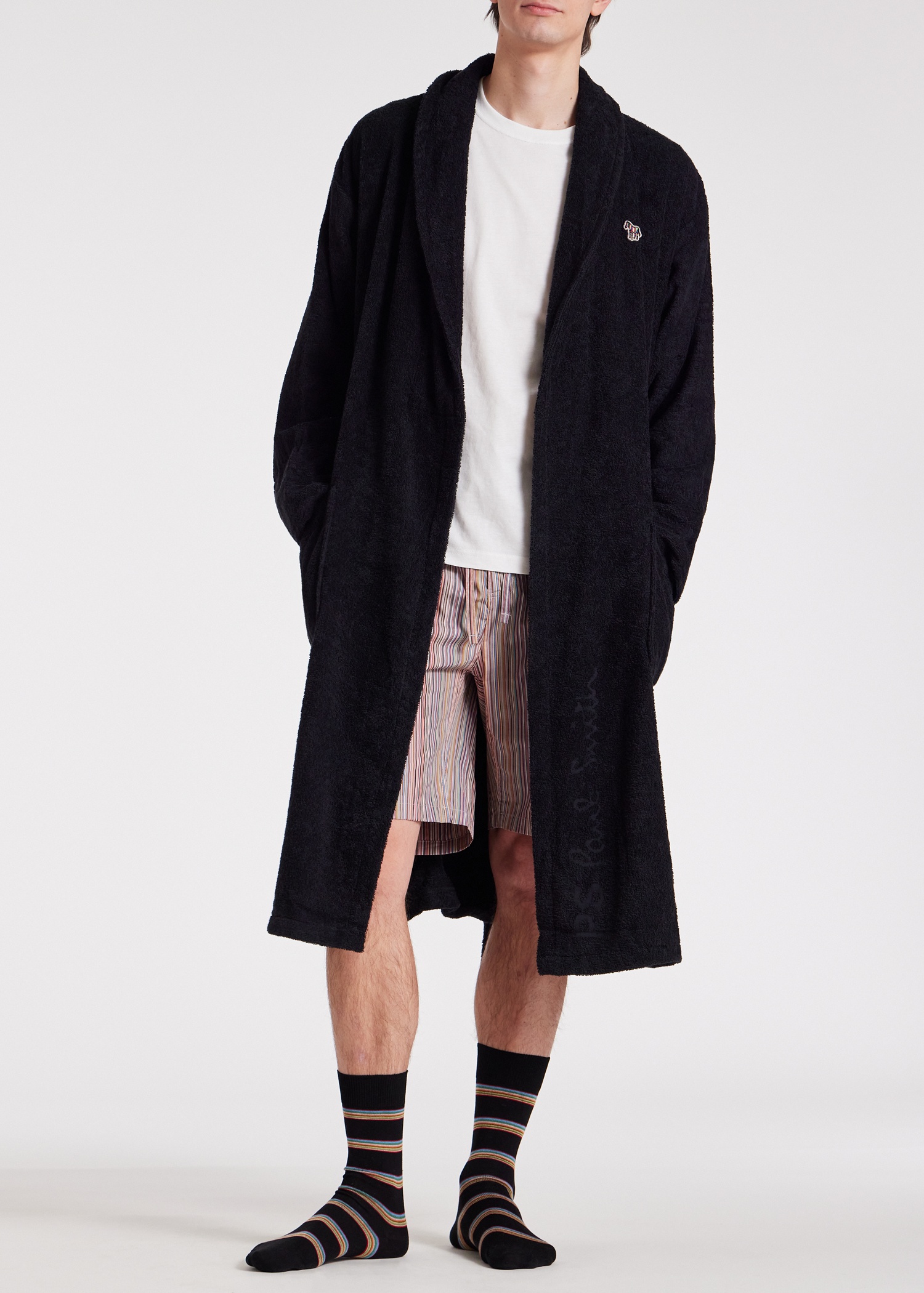 Black Zebra Towelling Dressing Gown - 4