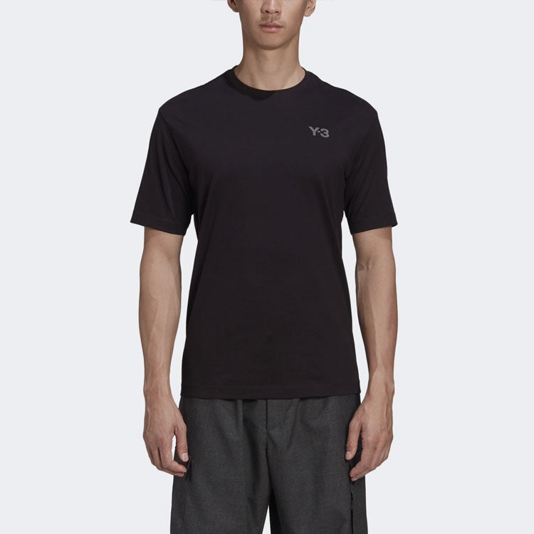 Men's Y-3 Small Logo Printing Round Neck Short Sleeve Black T-Shirt GK5780 - 3