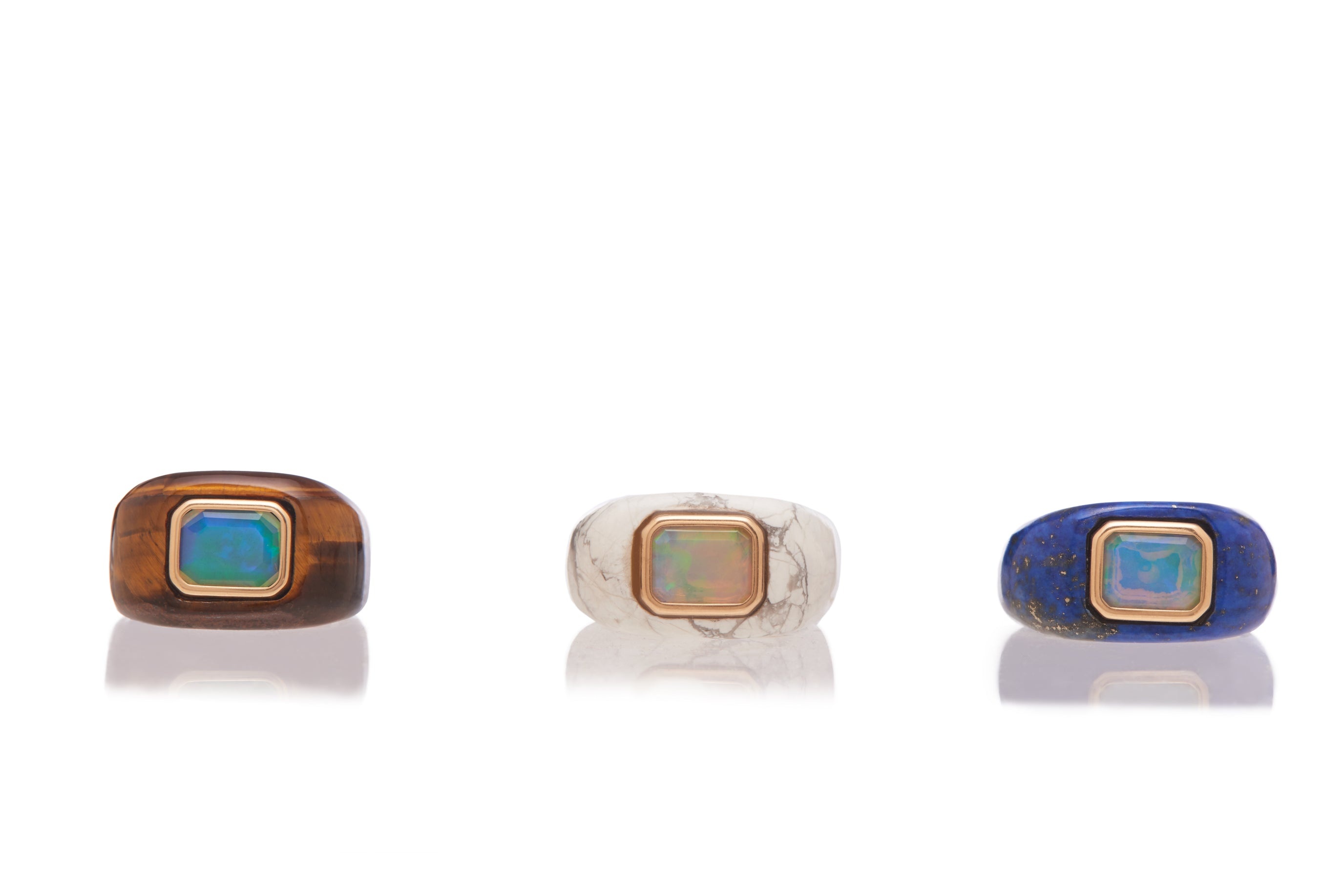 Medium Ring in Tigers Eye & Opal - 3
