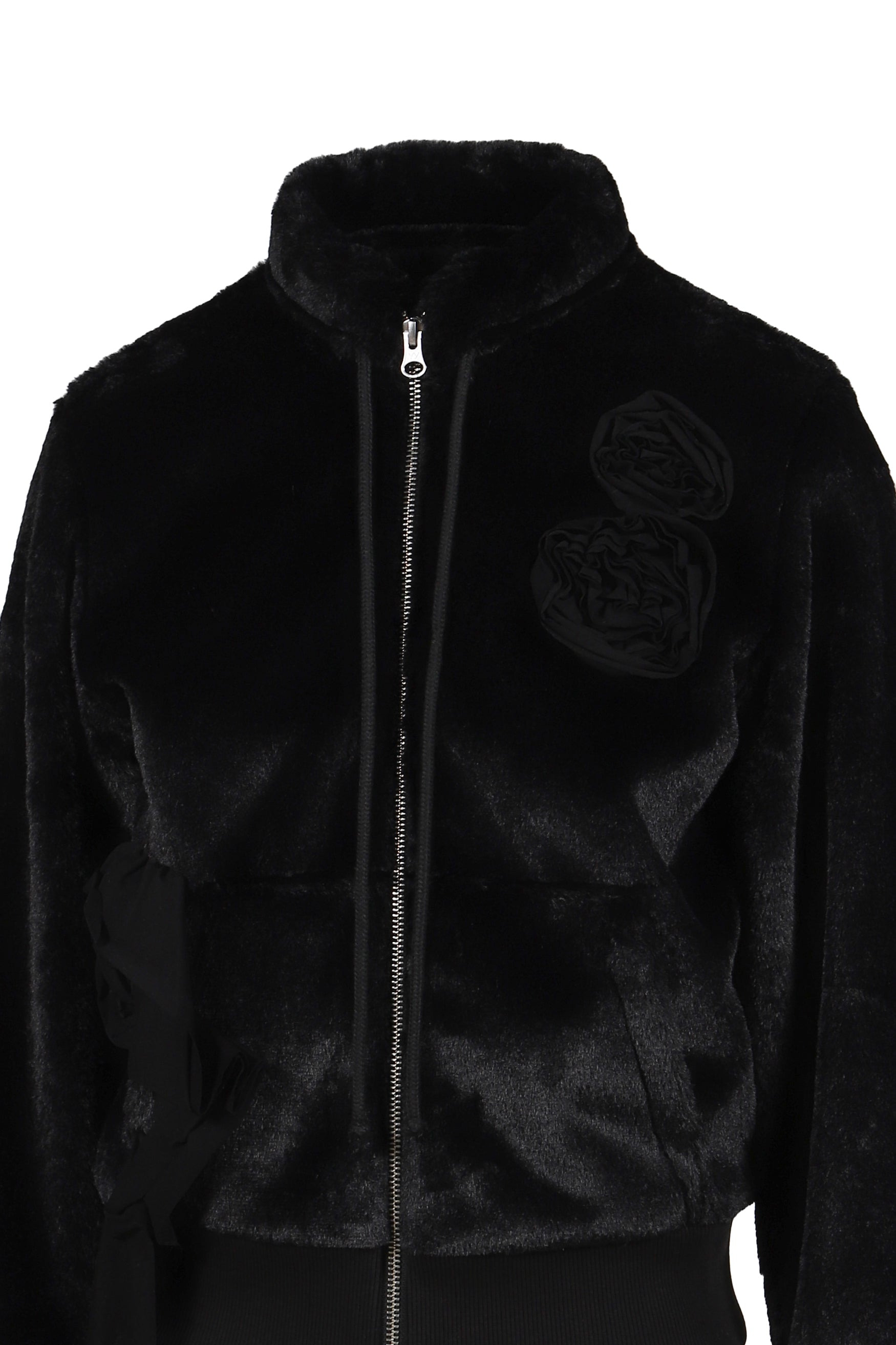 FLEECE APPLIQU_ ZIPUP JACKET / BLK - 4