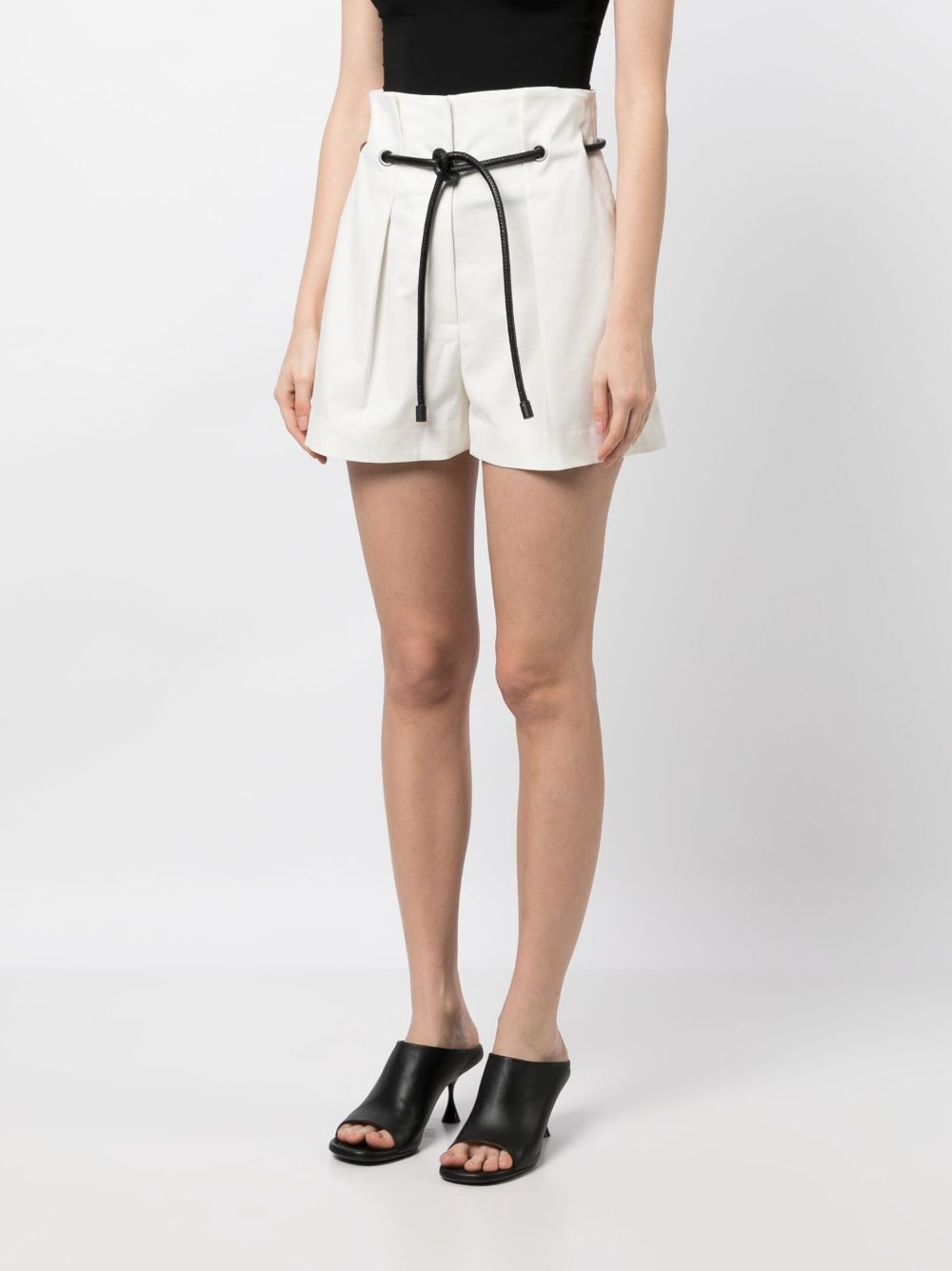 high-waisted drawstring short shorts - 3