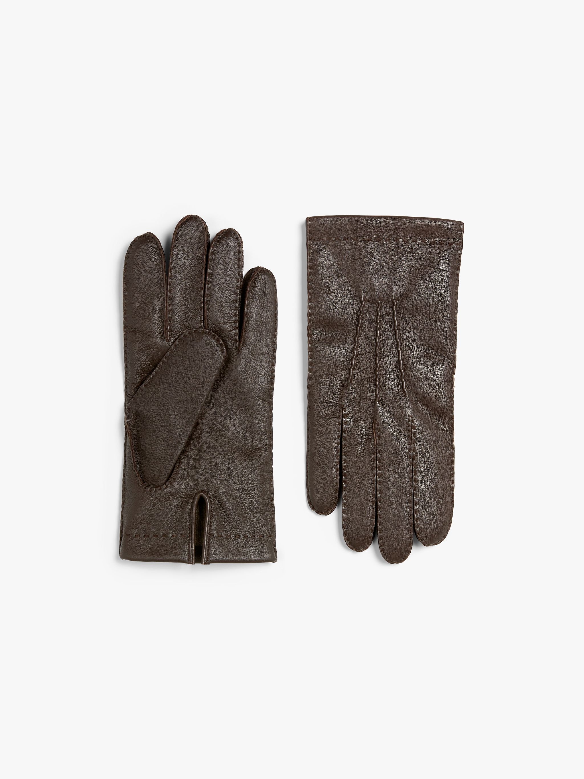 BROWN HAIRSHEEP LEATHER CASHMERE LINED GLOVES - 1