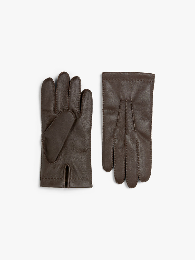 BROWN HAIRSHEEP LEATHER CASHMERE LINED GLOVES 1