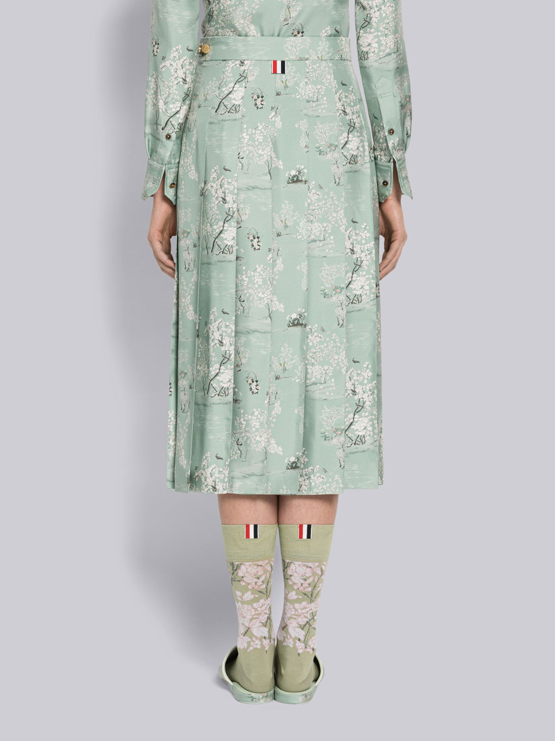 Toile Silk Twill Knee Length Pleated Skirt 3