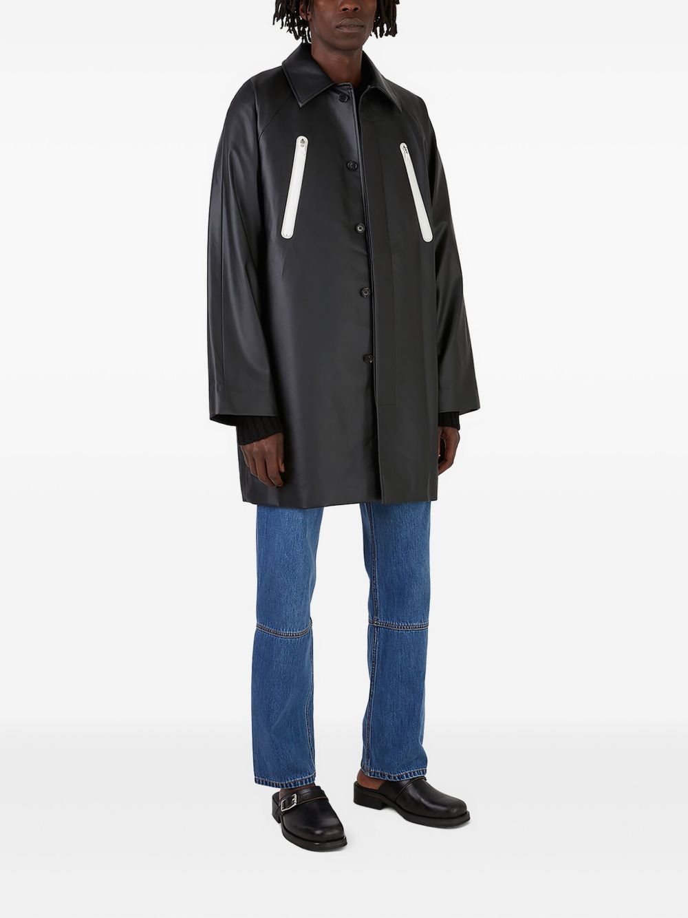 zip-fastening raglan-sleeve coat - 2