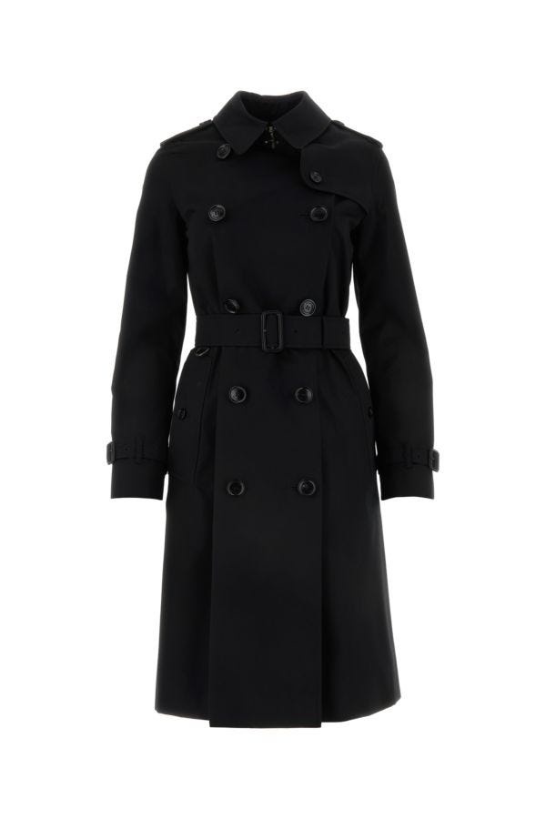 Burberry Woman Black Gabardine Heritage Kensington Trench Coat - 1