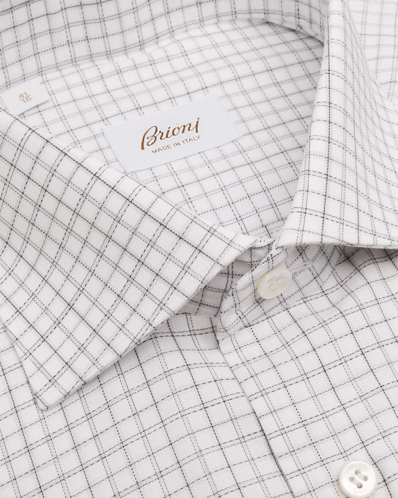 Brioni Men's Cotton Grid Check Classic-Fit Dress Shirt outlook