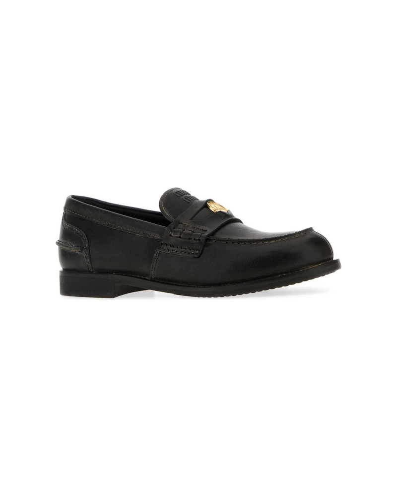 Miu Miu Black Leather Loafers outlook