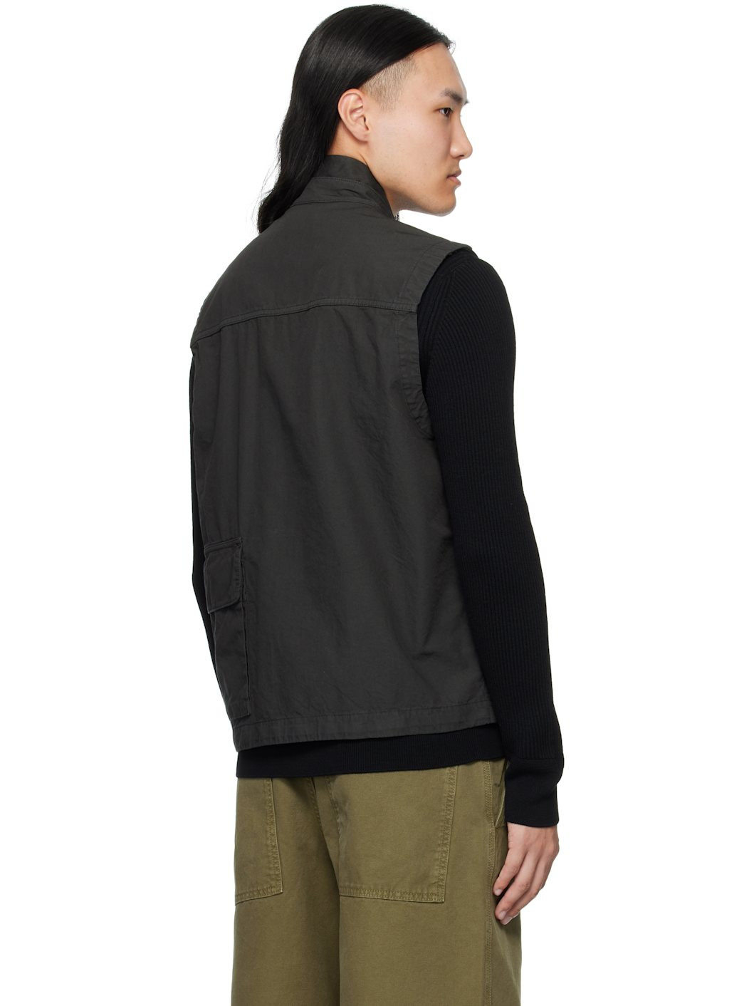 Black G100001 Canvas Weave Cotton Vest - 3