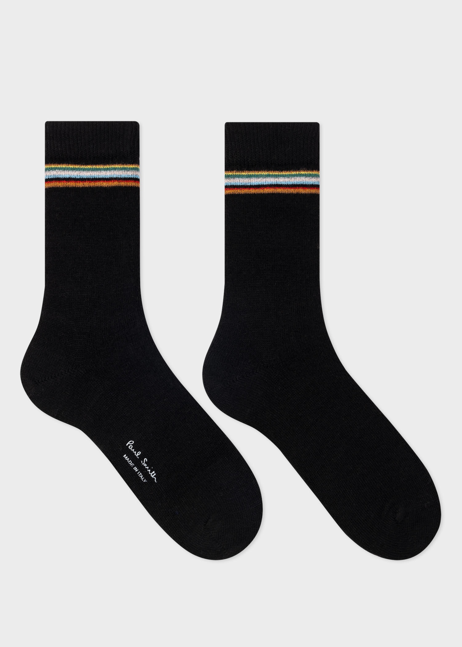 'Signature Stripe' Wool-Cashmere Blend Three Pack Socks - 3