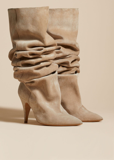 KHAITE The River Knee-High Boot in Beige Suede outlook