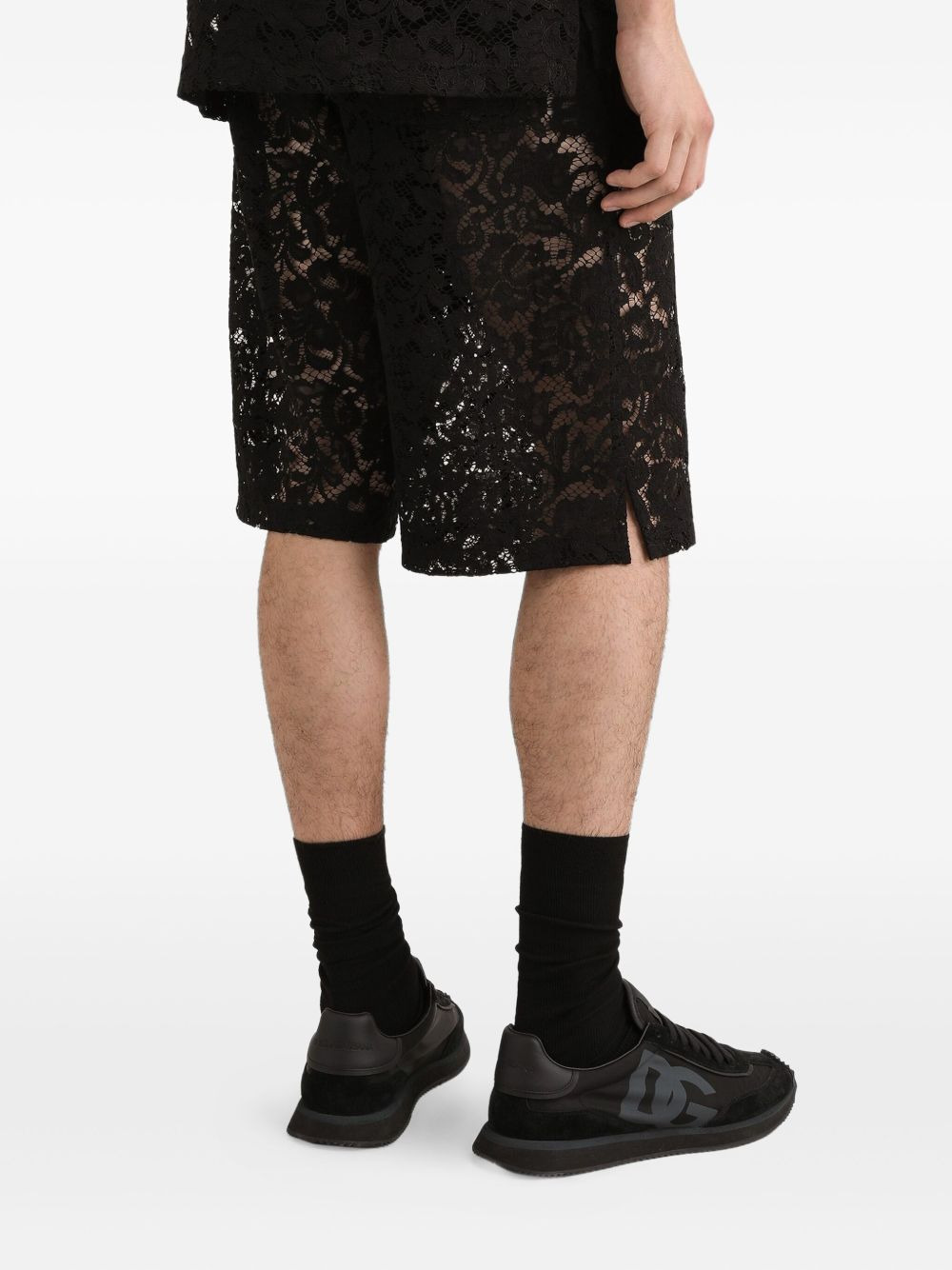 lace-patterned drawstring shorts - 5