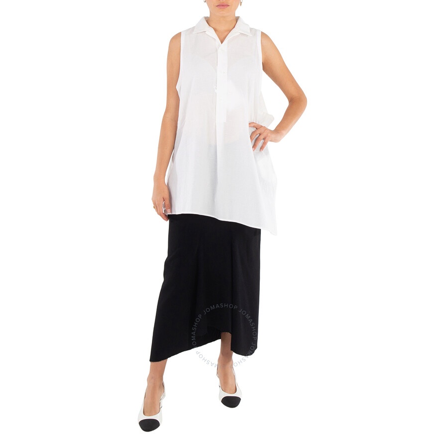 Y'S Ladies White Dropped No Sleeves Blouse, Brand Size 2 (Small) - 6