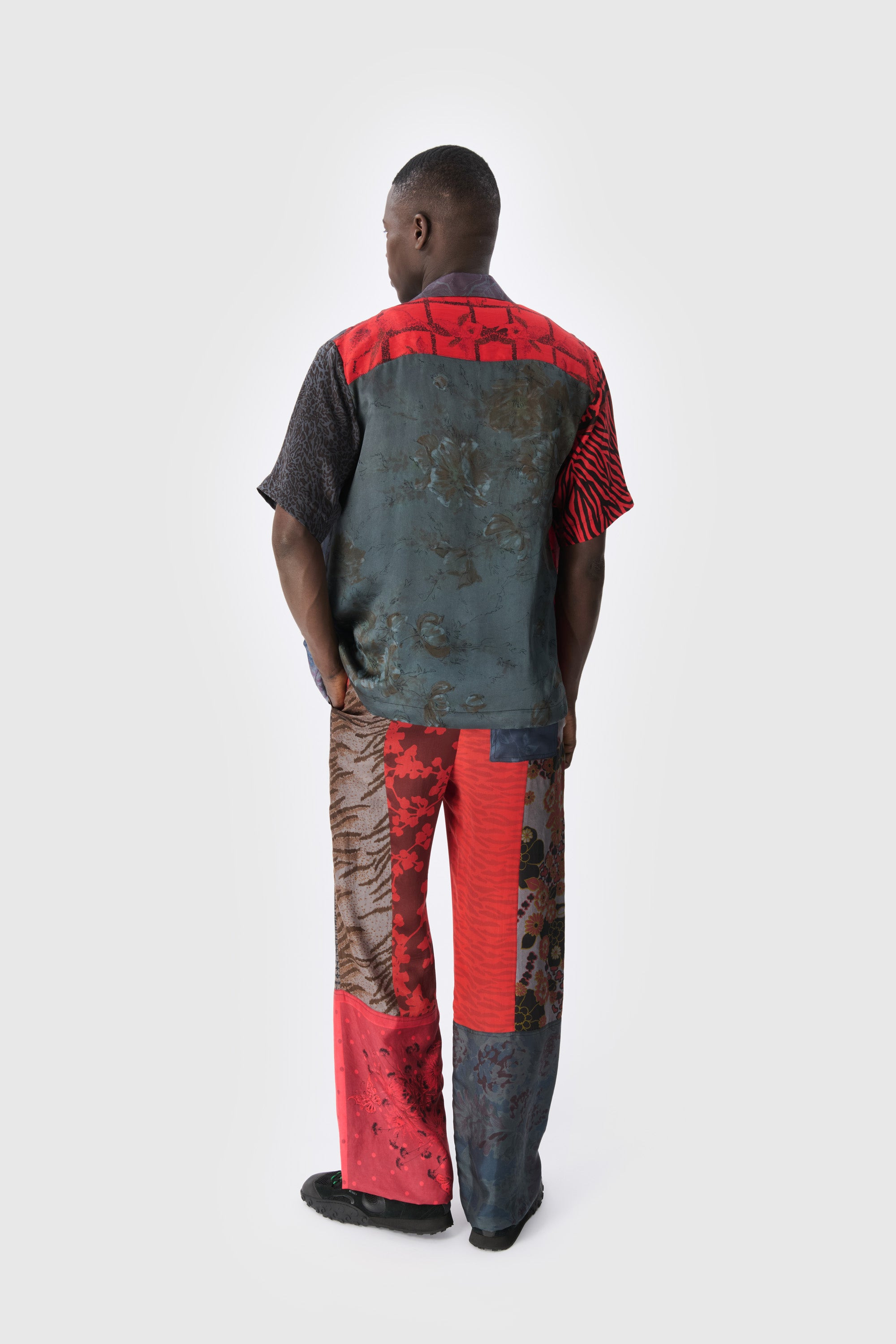 Upcycled Silk Scarves Bowling Shirt - 3