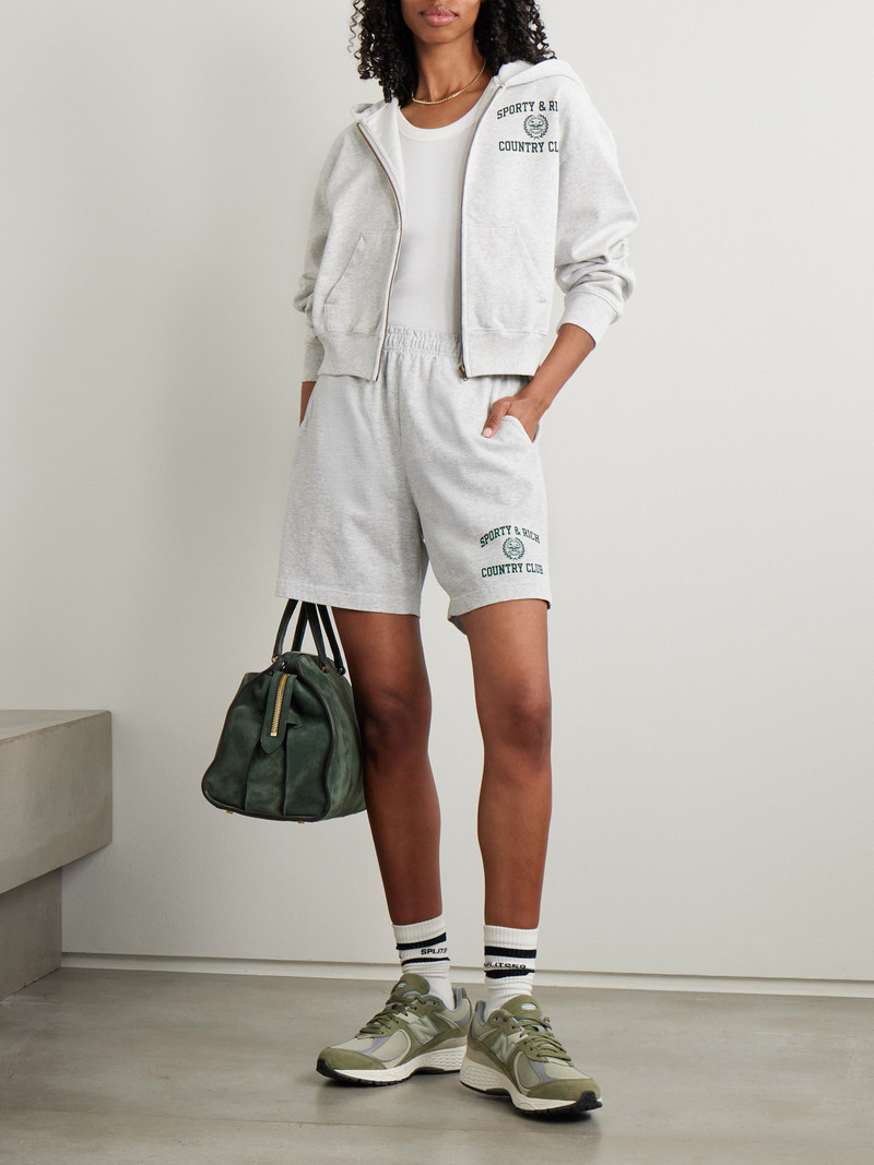 Sporty & Rich Varsity Crest Printed Cotton-jersey Hoodie outlook