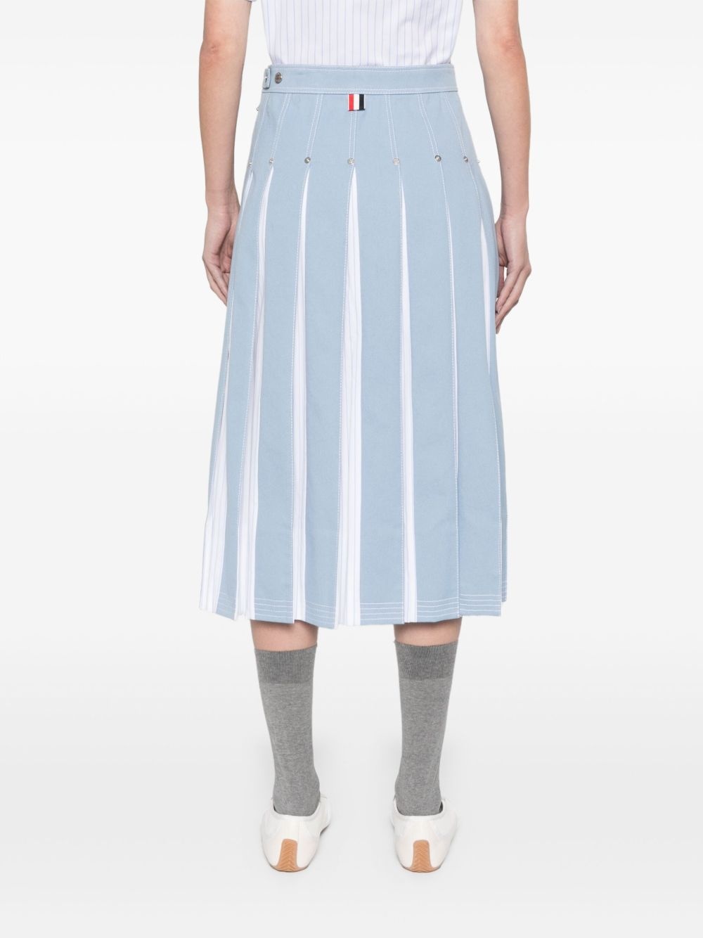 pleated denim midi skirt - 4