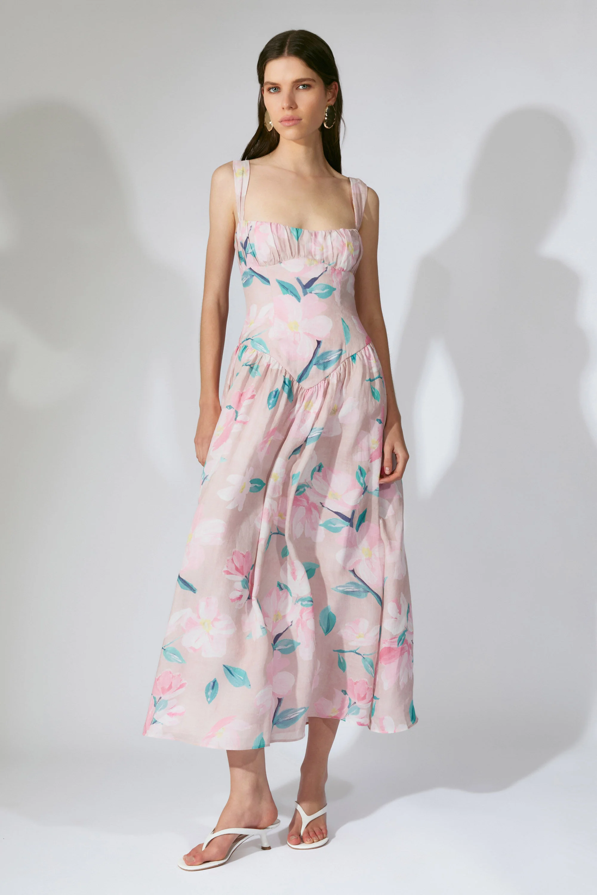 Cartia Printed Midi Dress In Pink Floral - 1