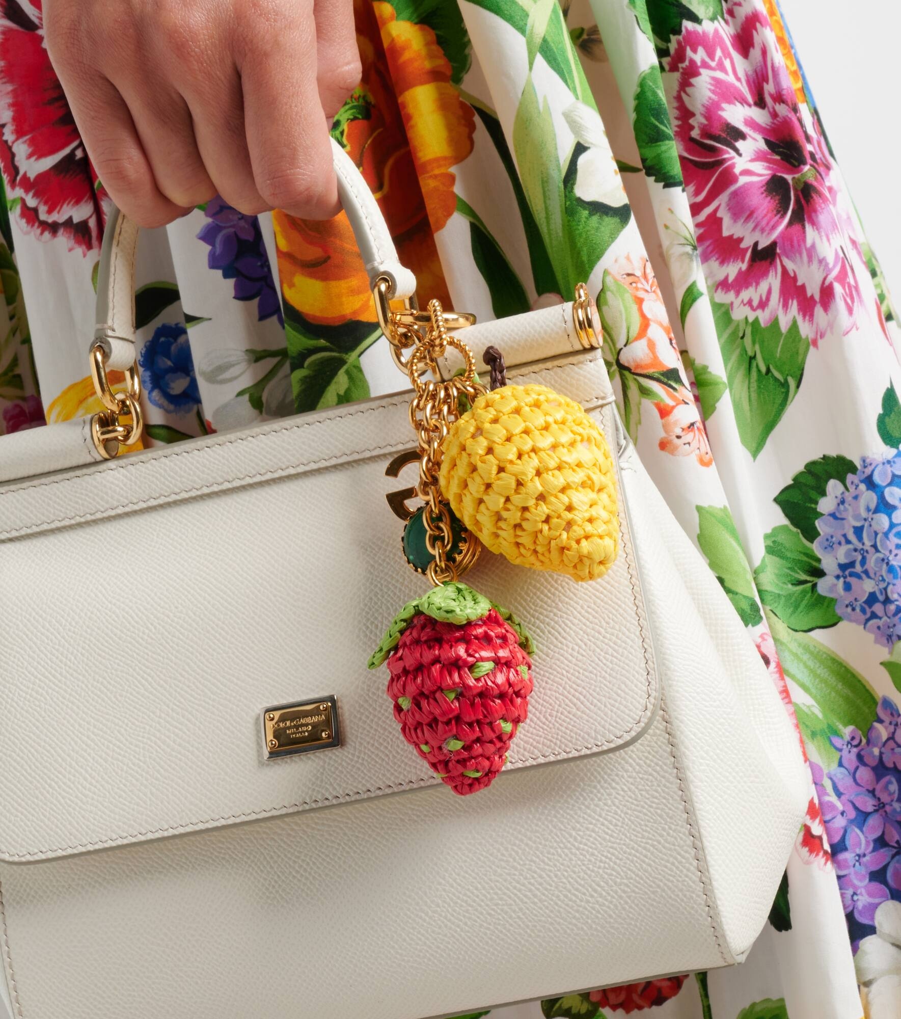 DG raffia-trimmed keychain - 2