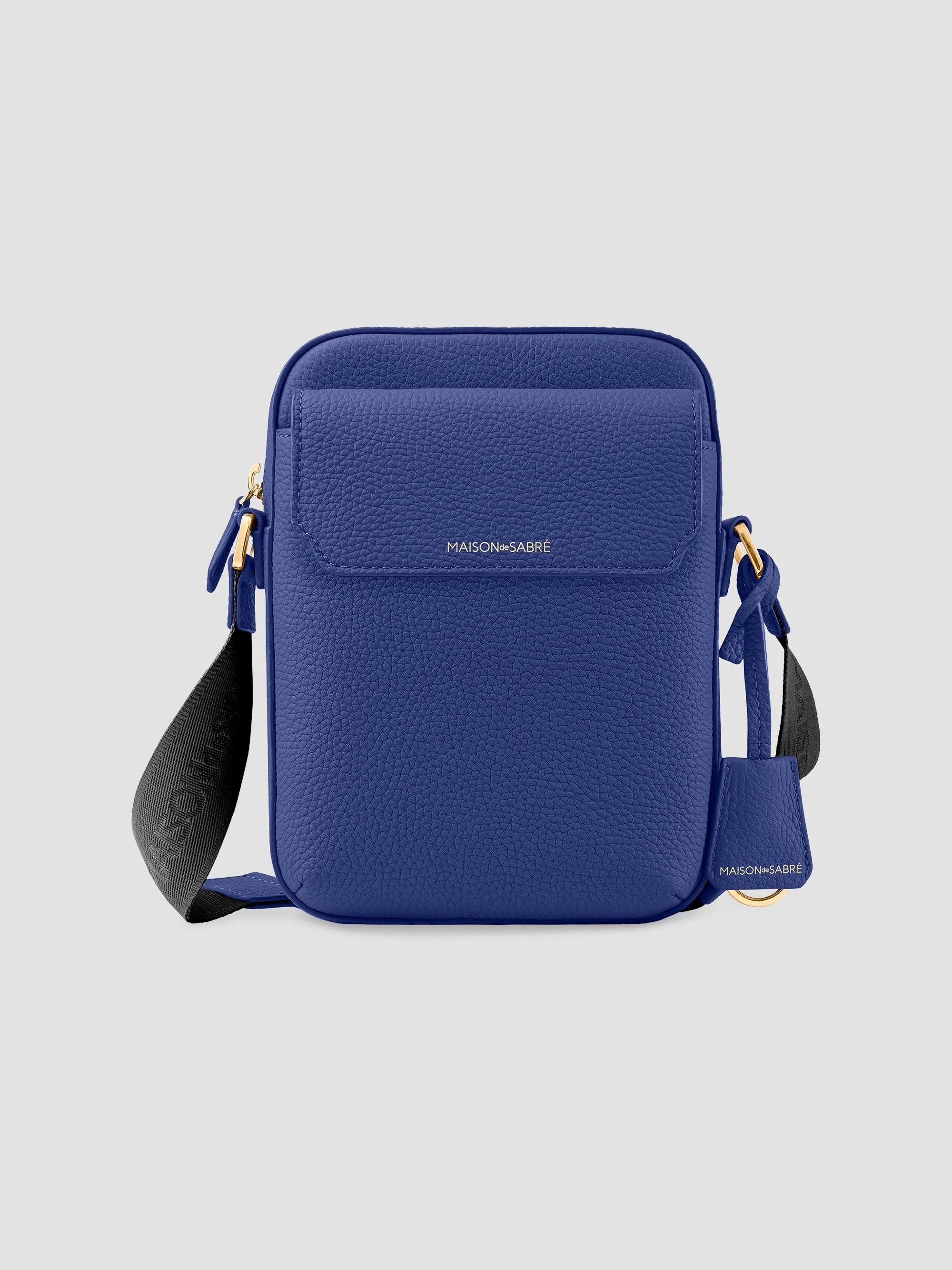 Unisex Small Leather Messenger Bag - Lapis Blue - 1