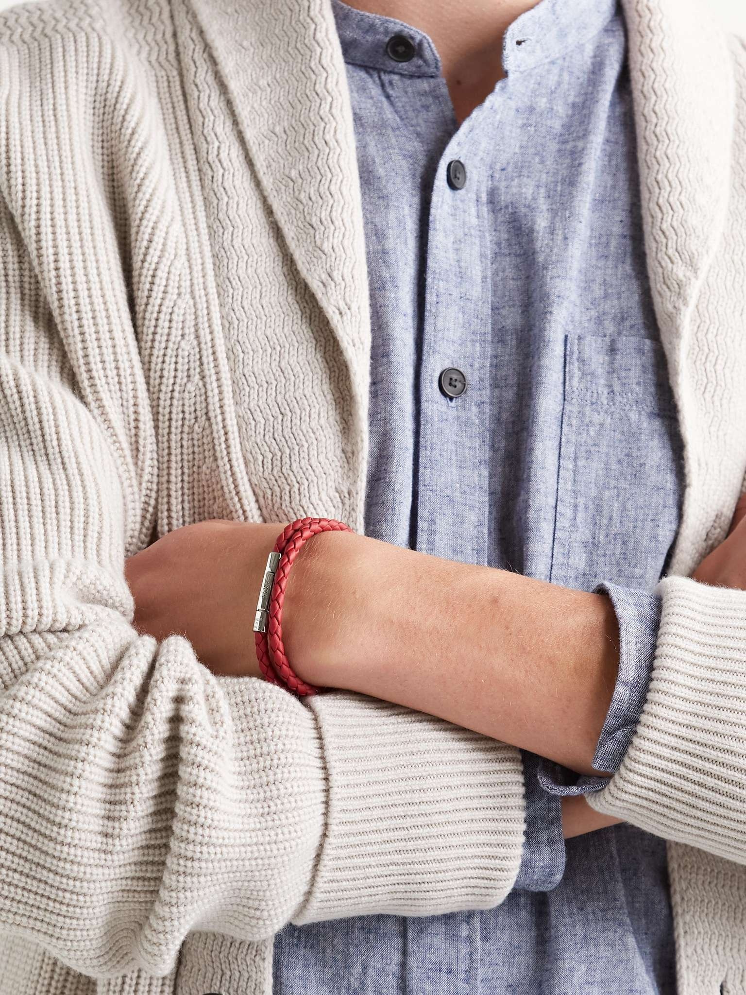 Woven Leather and Silver-Tone Wrap Bracelet - 2