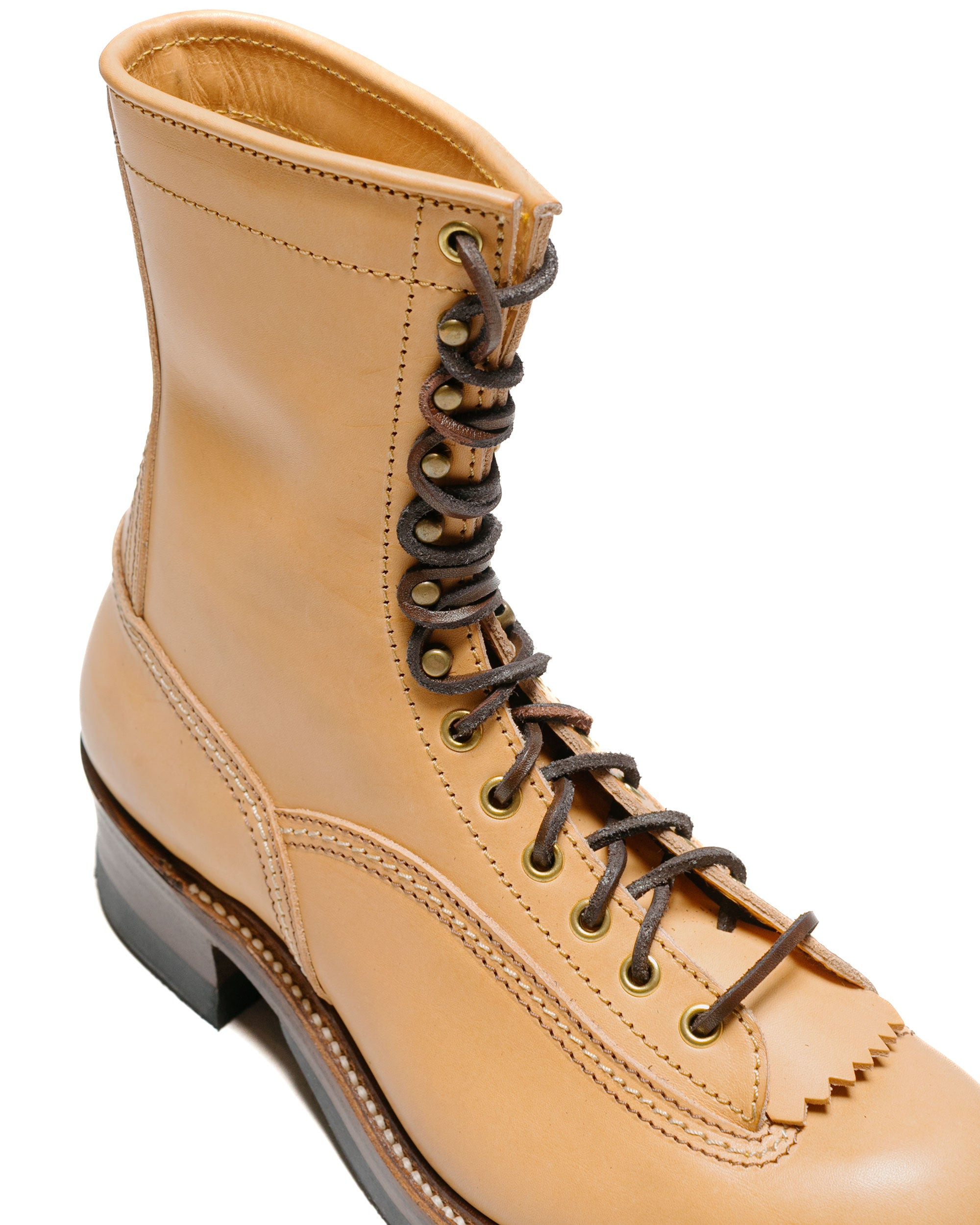 Donkey Puncher Boots 8" Badalassi Carlo Vegetable Tanned Leather Bone - 3