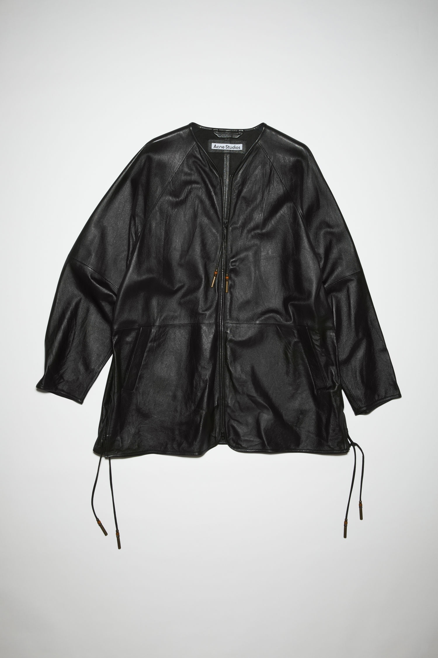 Tumbled leather coat - Black - 1