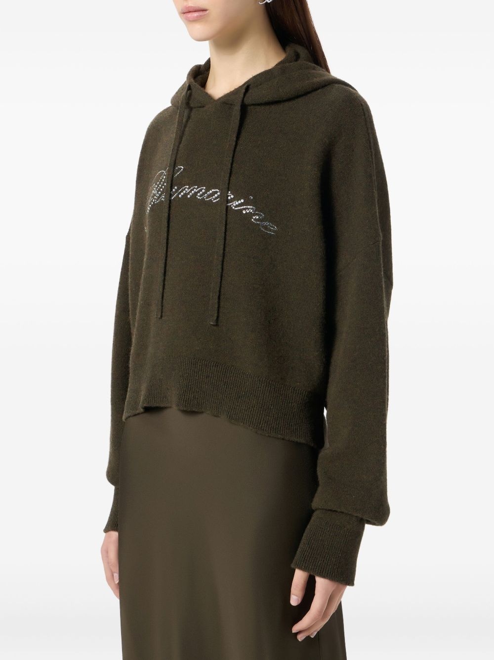 cropped logo-embellished hoodie - 4