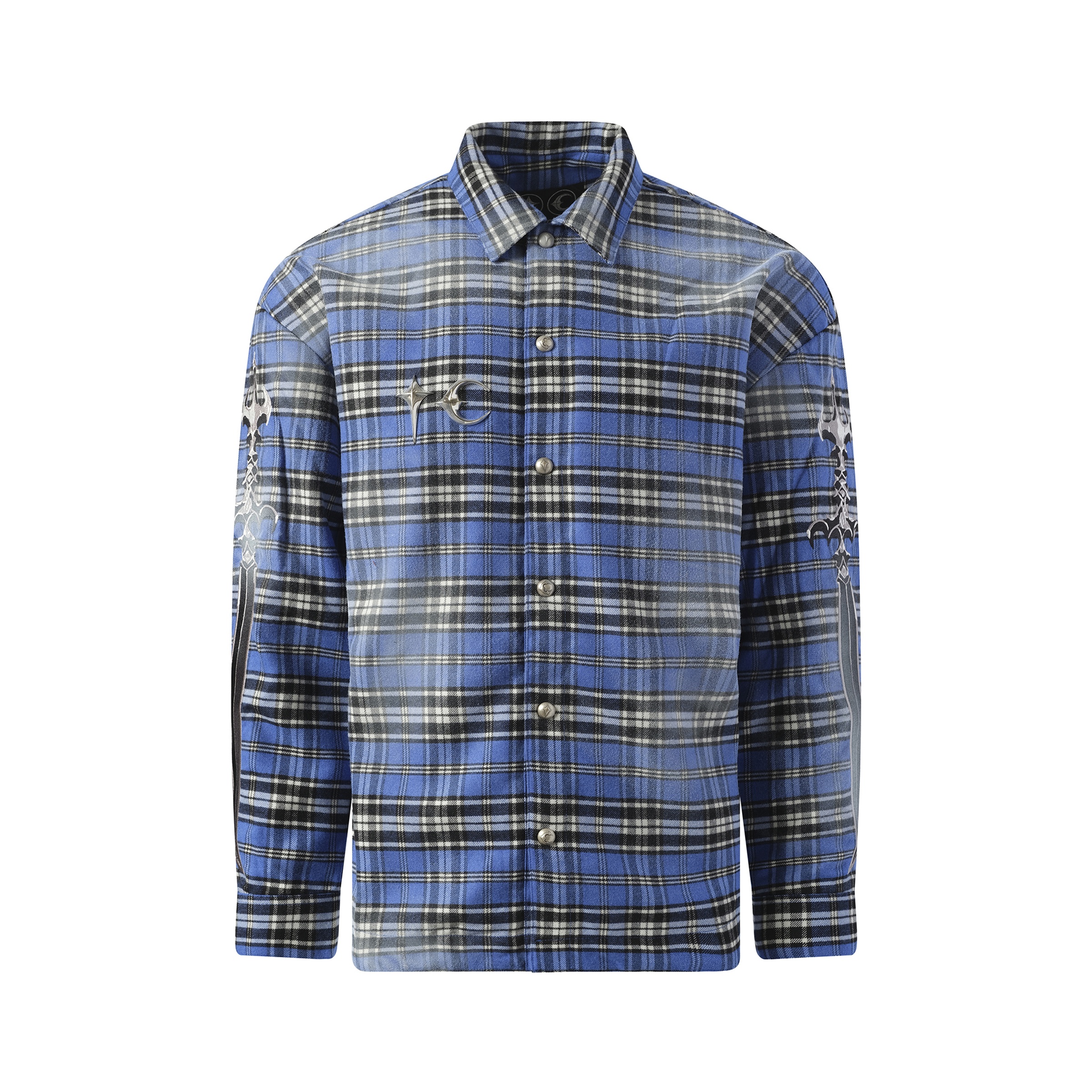 Arab Sword Flannel Shirt in Blue - 2