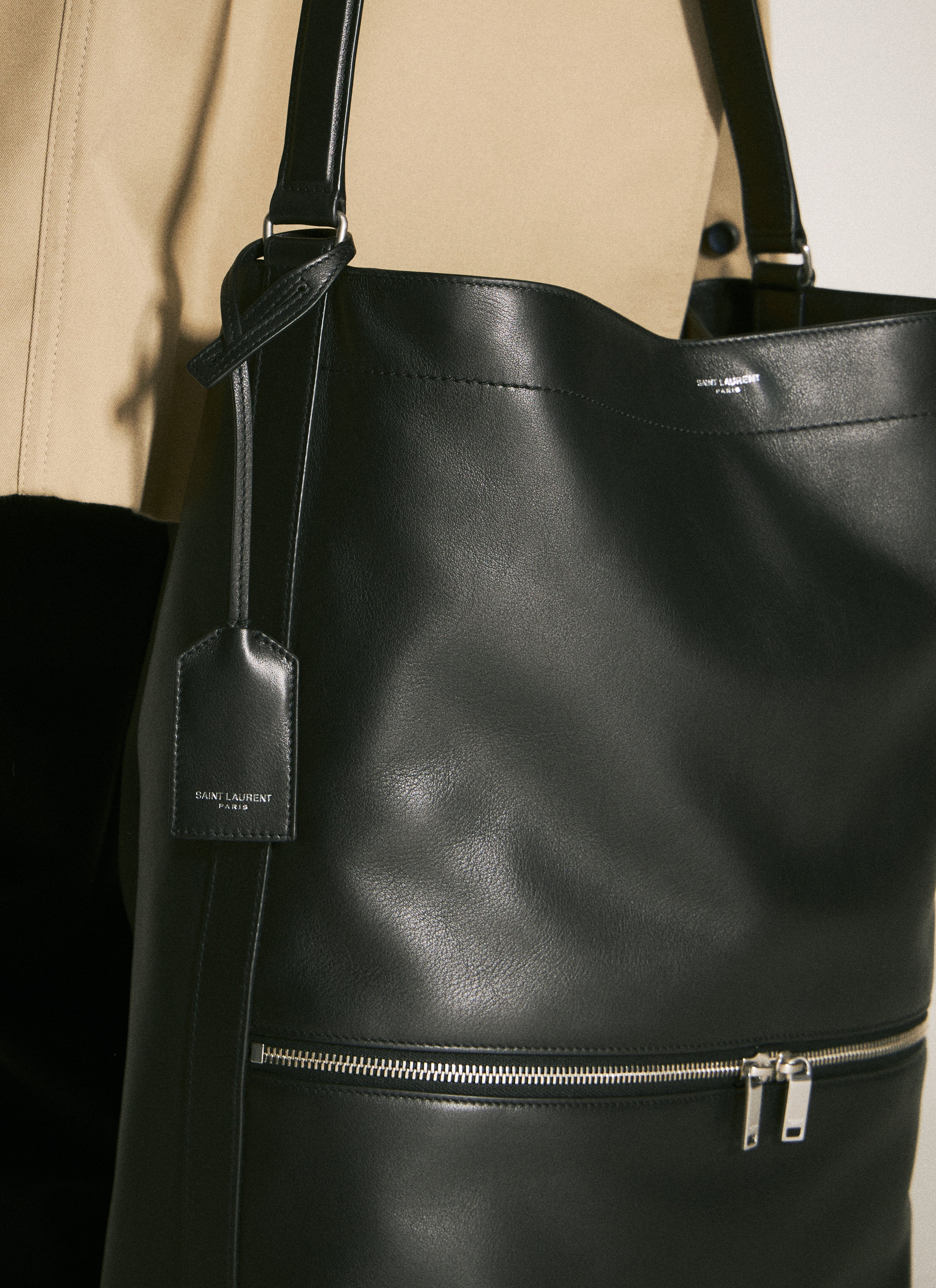 Saint Laurent Men Leather Hobo Tote Bag - 5