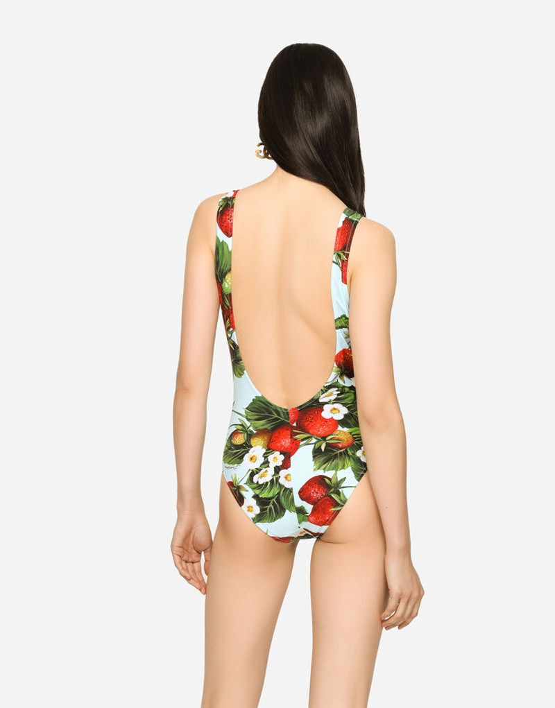 Dolce & Gabbana Strawberry-print racing swimsuit outlook